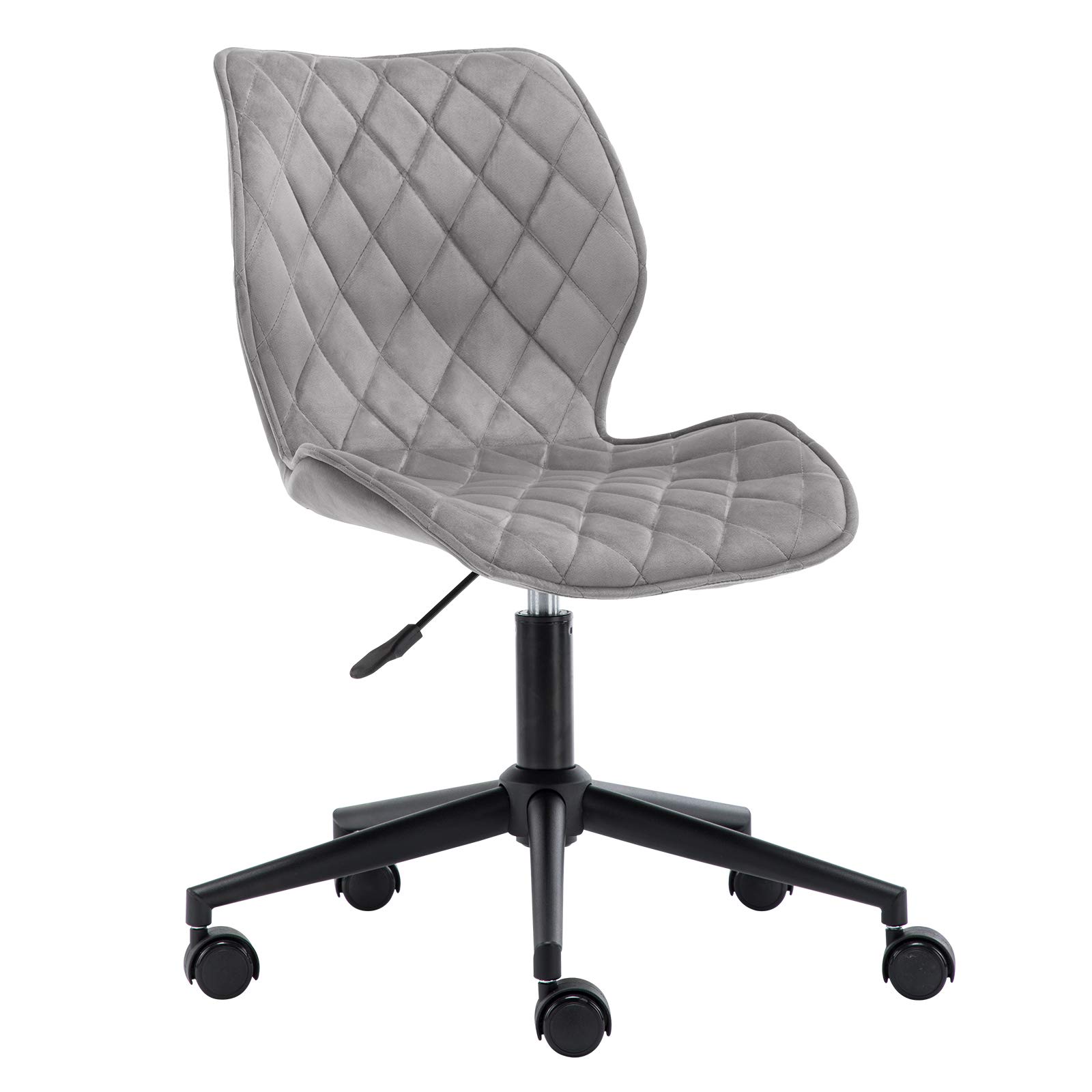 Duhome Mid Back Armless Velvet Office Chair - Ergonomic Computer Desk Chair for Teens, Girls, Students & Home Office - Soft Grey - Perfect for Study, Gaming & Workspace Comfort