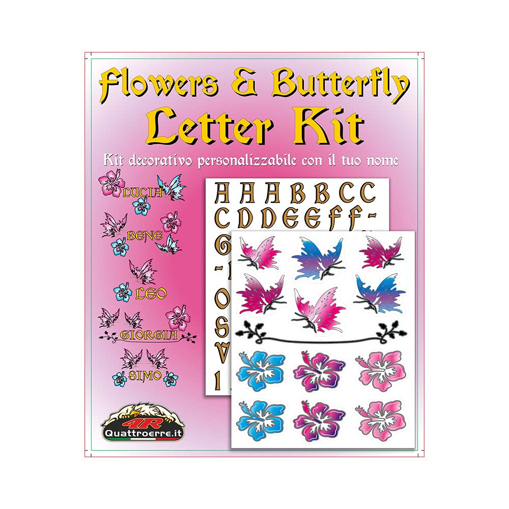 Quattroerre 1229 DIY Letter Stickers Kit - Floral Alphabet Decals for Scrapbooking, Journaling, Card Making & Home Decor - Self-Adhesive Vinyl Stickers for Crafts, Planners, and DIY Projects