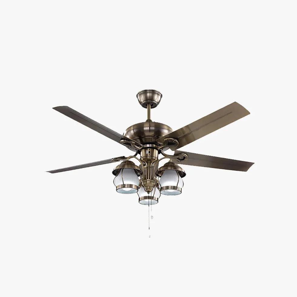 Vintage Metal Ceiling Fan with Light and Zipper Switch - Perfect for Bedroom, Living Room, and Office Spaces