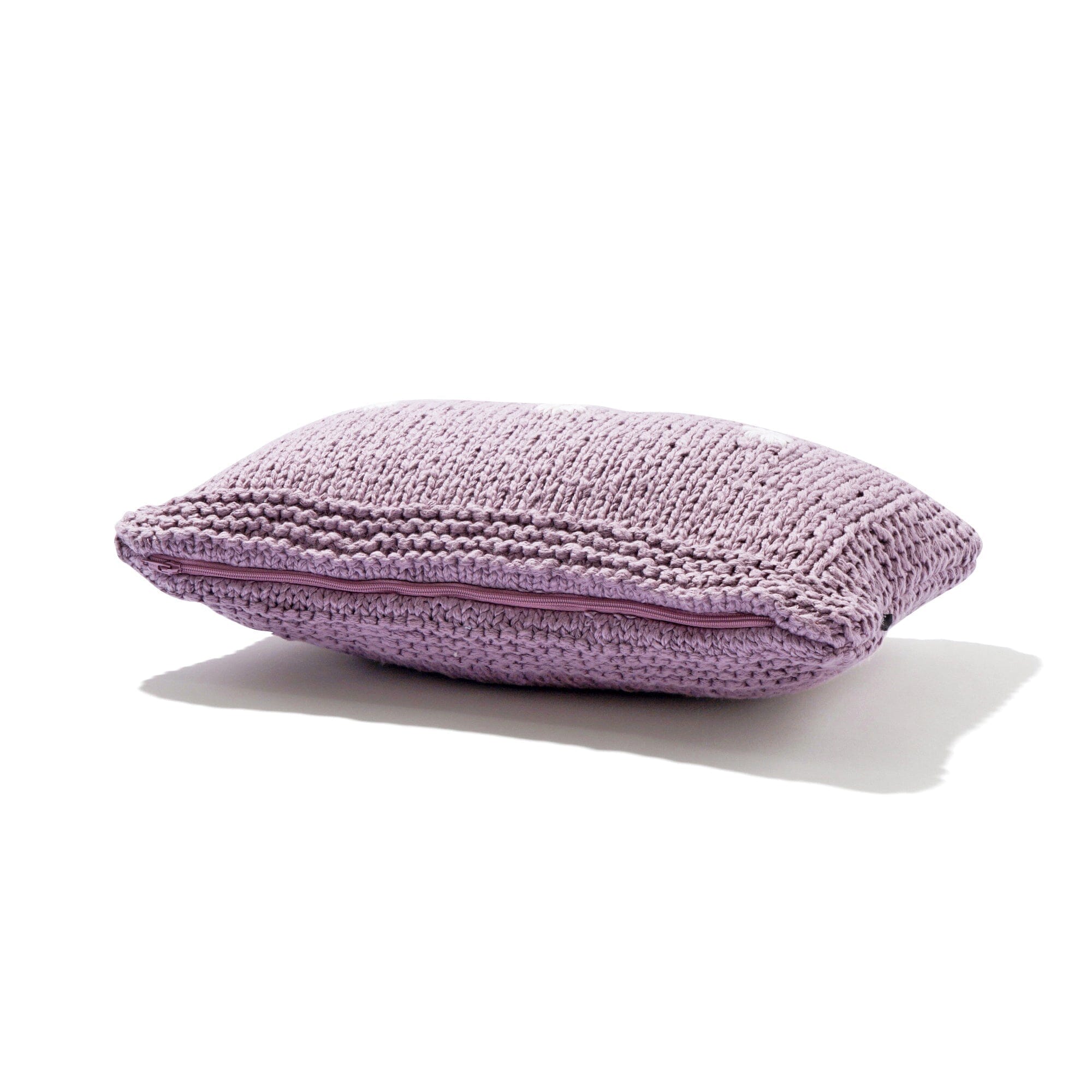 Soft Knit Flower Cushion Cover 16x10 Inches - Purple Bohemian Pillow Case for Sofa, Bed, Chair - Home Decor & Cozy Living Room Accessories