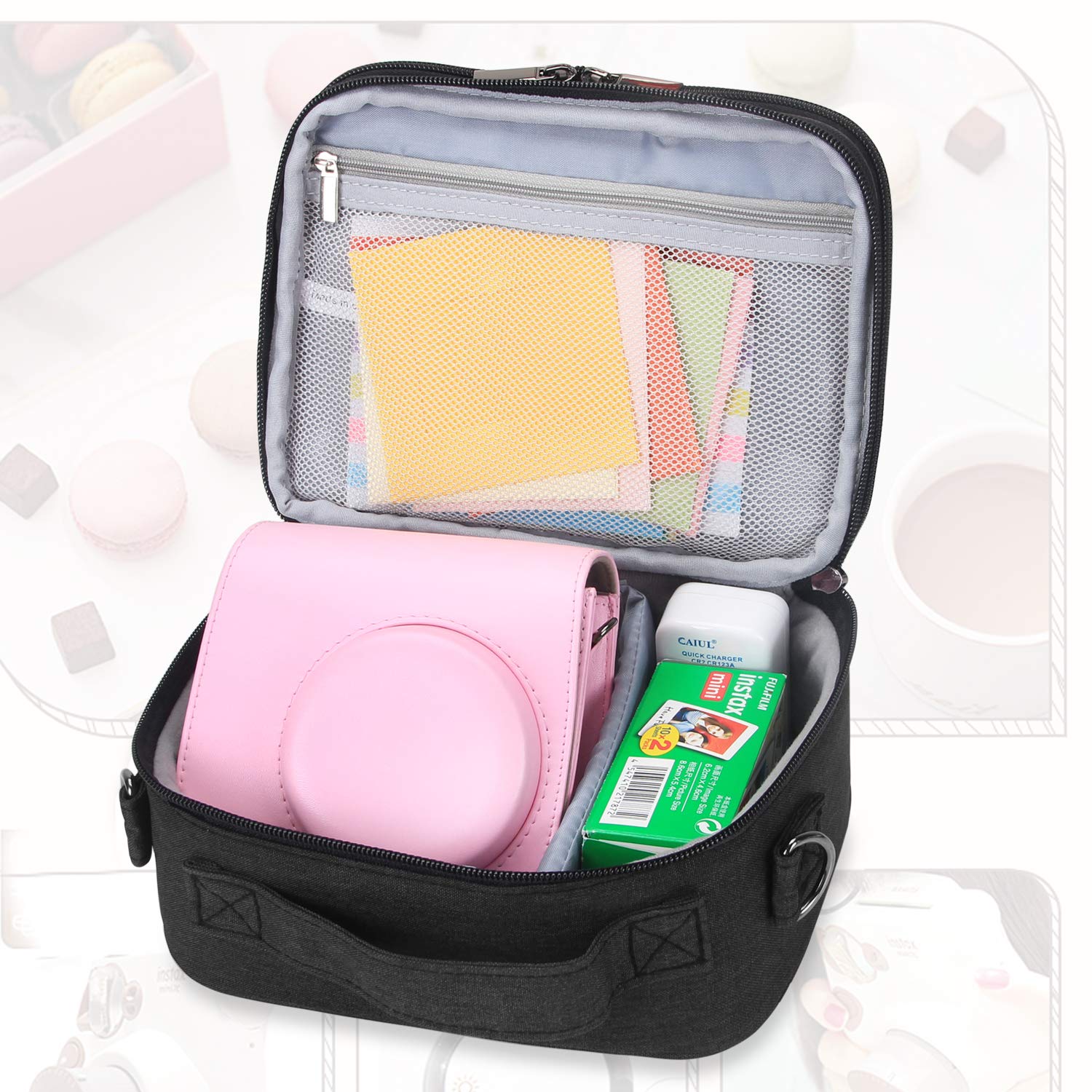 Teamoy Mini 9/10/11/12 Instant Camera Case - Portable Waterproof Protective Bag for Fujifilm Instax Mini Cameras & Accessories | Perfect for Travel, Parties & Photo Walks (Black)