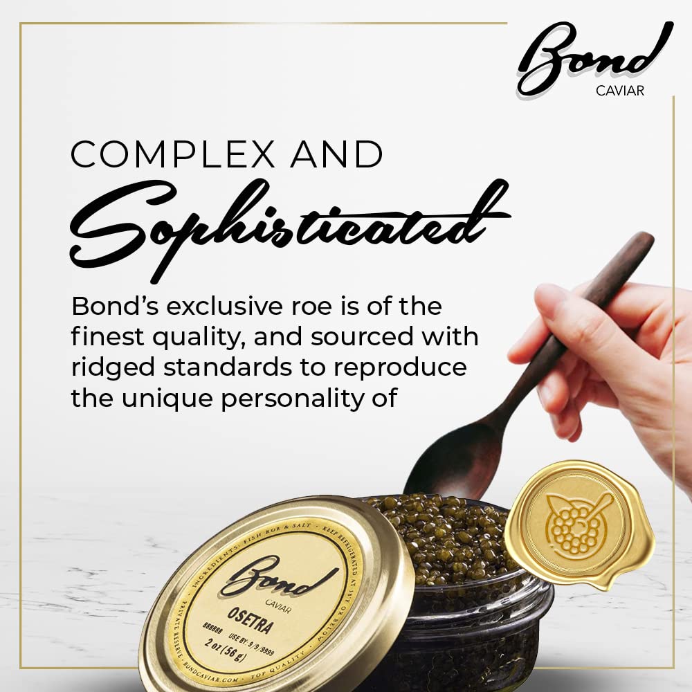 Premium Osetra Caviar - Gourmet Malossol Fish Roe with Sea Salt, Deep Brown Pearls (2oz/56g Glass Jar) - Luxury Gift for Special Occasions, Dinner Parties & Celebrations - Overnight Shipping Available - Perfect for Canapés, Blinis or Fine Dining Appetizers