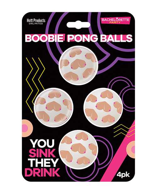 Boobie Beer Pong Balls - Set of 4 Fun Novelty Drinking Game Accessories for Parties, Bachelorette & Girls Night Out