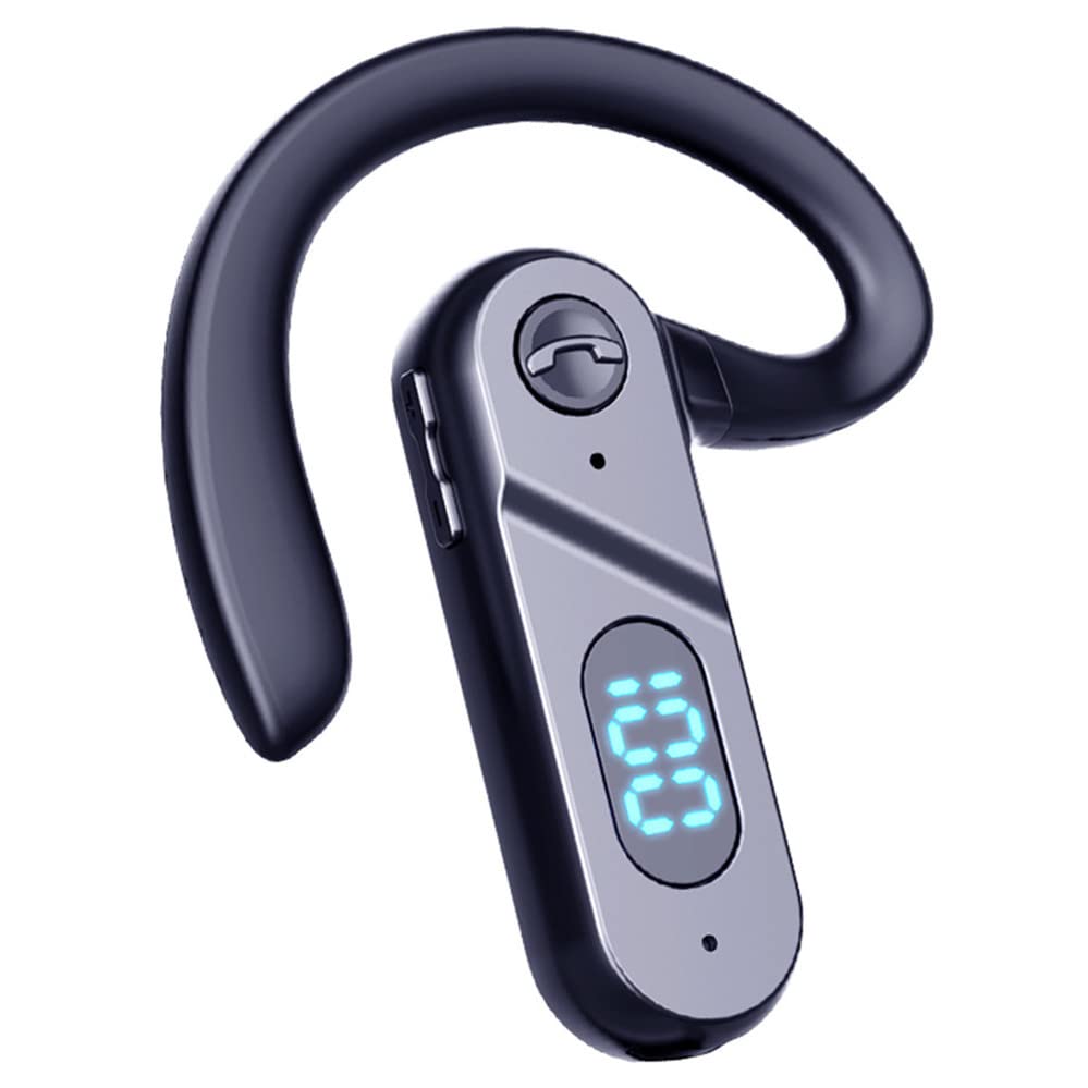 Wireless Bluetooth Headset with Voice Control - Single Ear Hands-Free Earpiece for Cell Phone, Computer, Laptop - Ideal for Drivers, Truckers & Office Workers - Perfect for Calls, Online Meetings & Long-Distance Driving