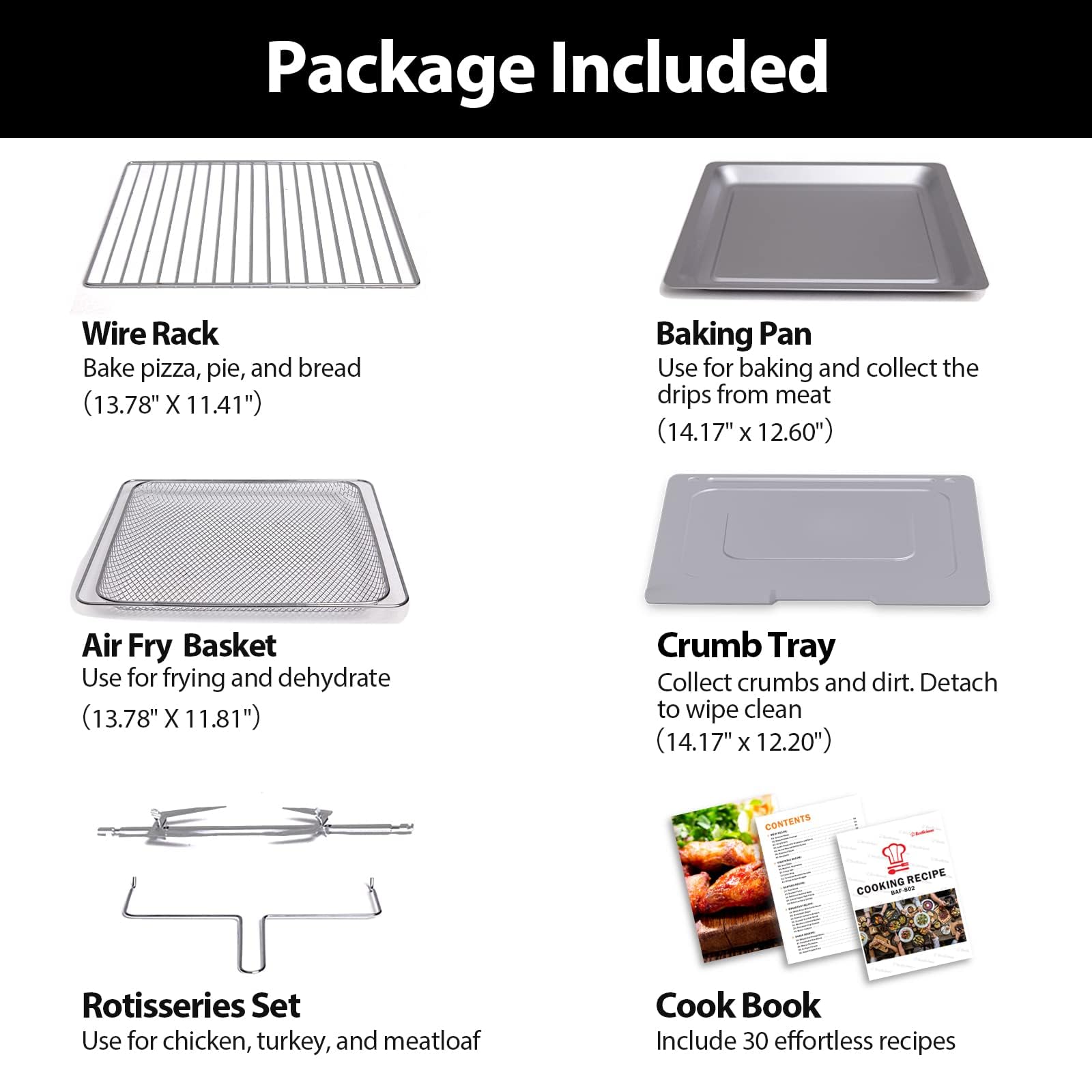 32QT Extra Large Air Fryer Toaster Oven Combo - 19-in-1 Digital Convection Countertop Oven with Rotisserie & Dehydrator, 1800W, Fits 13