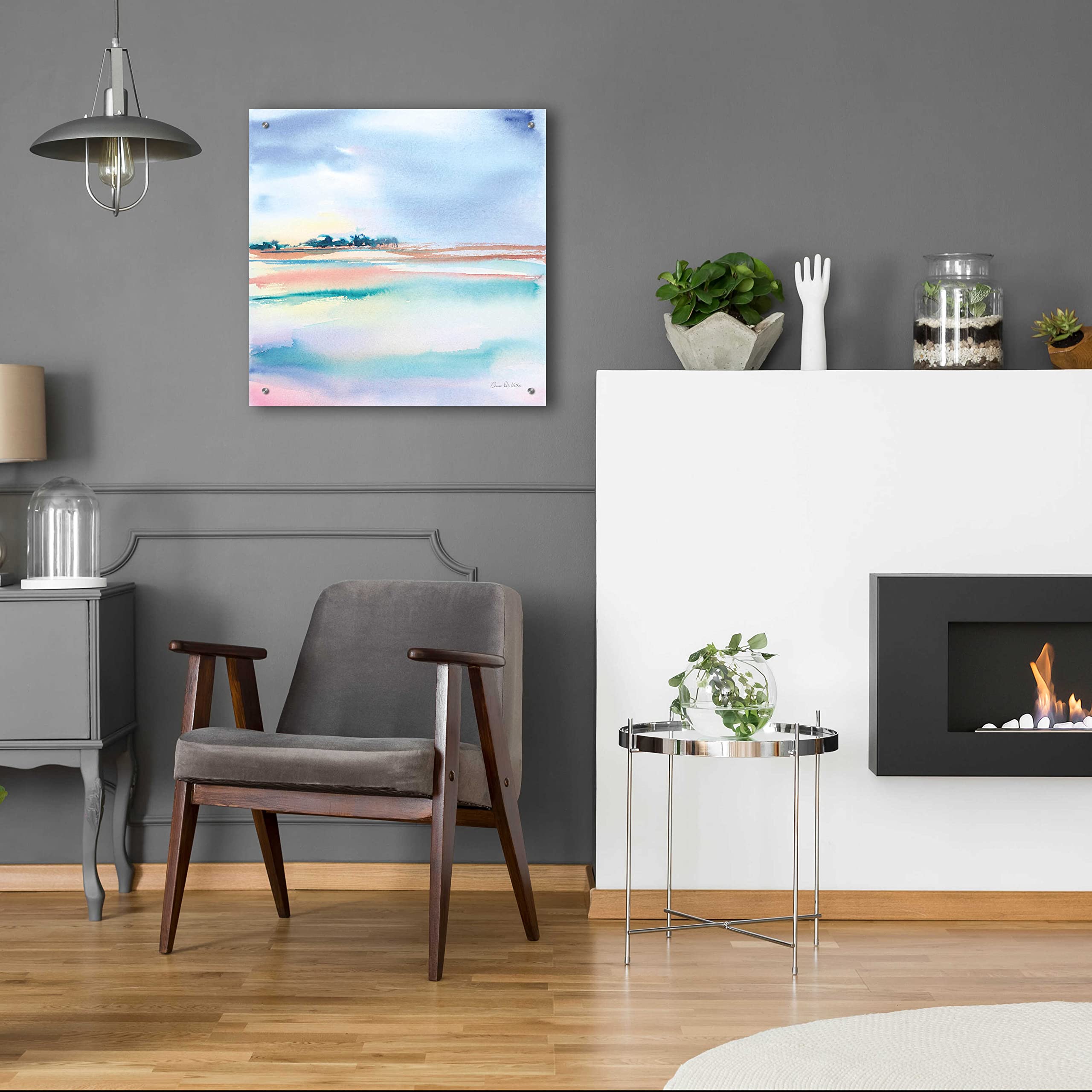 Epic 'Water And Sand' Acrylic Glass Wall Art by Alan Majchrowicz - 24x24 Inches Modern Abstract Painting for Living Room, Bedroom & Office Decor