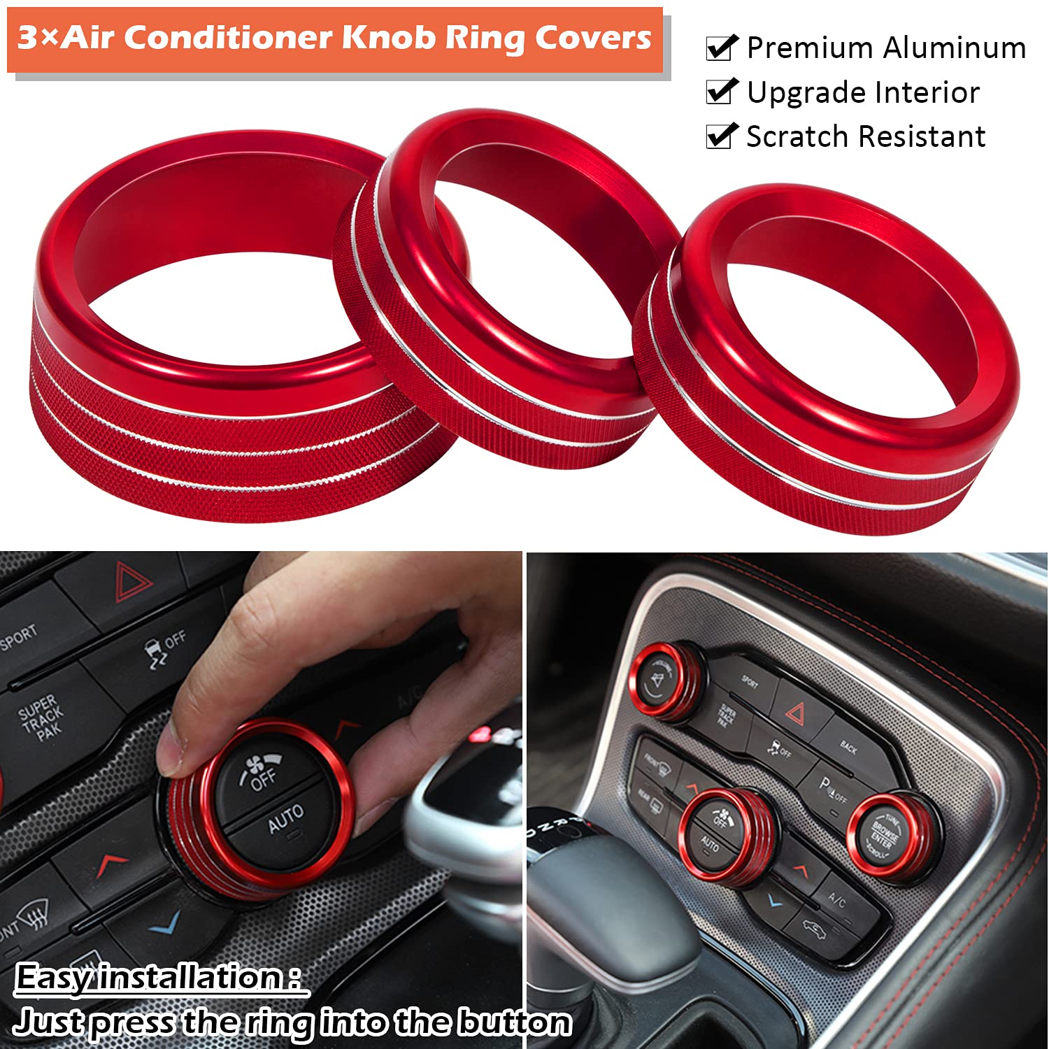 20PCS Full Set Interior Accessories Trim Kit for Dodge Charger 2015-2024 - Headlight, Window, Gear Shift, Cup Holder & AC Vent Covers (Red) | Premium Car Interior Upgrade & Protection Accessories for Enhanced Driving Experience
