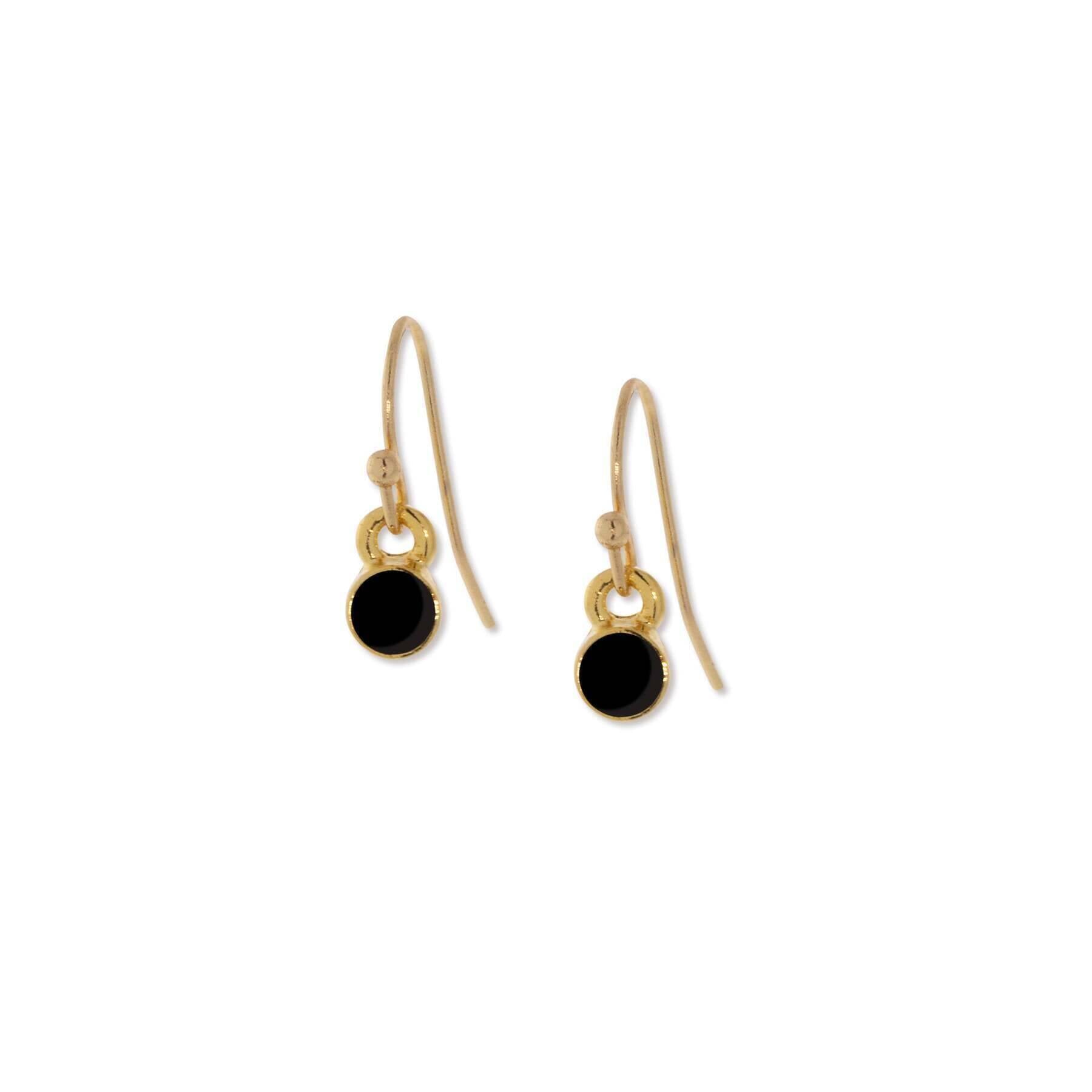 1928 Jewelry Black Enamel Button Dainty Wire Drop Earrings for Women - Elegant Small Dangling Earrings for Party, Wedding & Everyday Wear