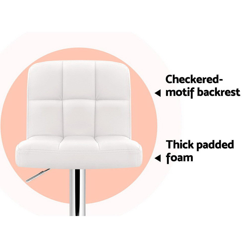 2-Pack White Leather Bar Stools with Gas Lift Height Adjustment - Perfect for Kitchen Islands, Breakfast Bars & Home Bars