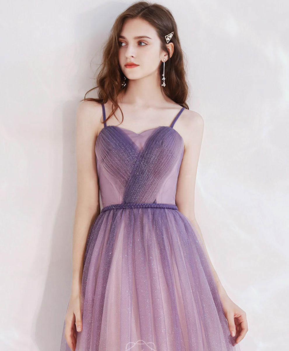Elegant Purple A-Line Tulle Long Prom Dress for Women - Formal Evening Gown for Homecoming, Ball, and Special Occasions