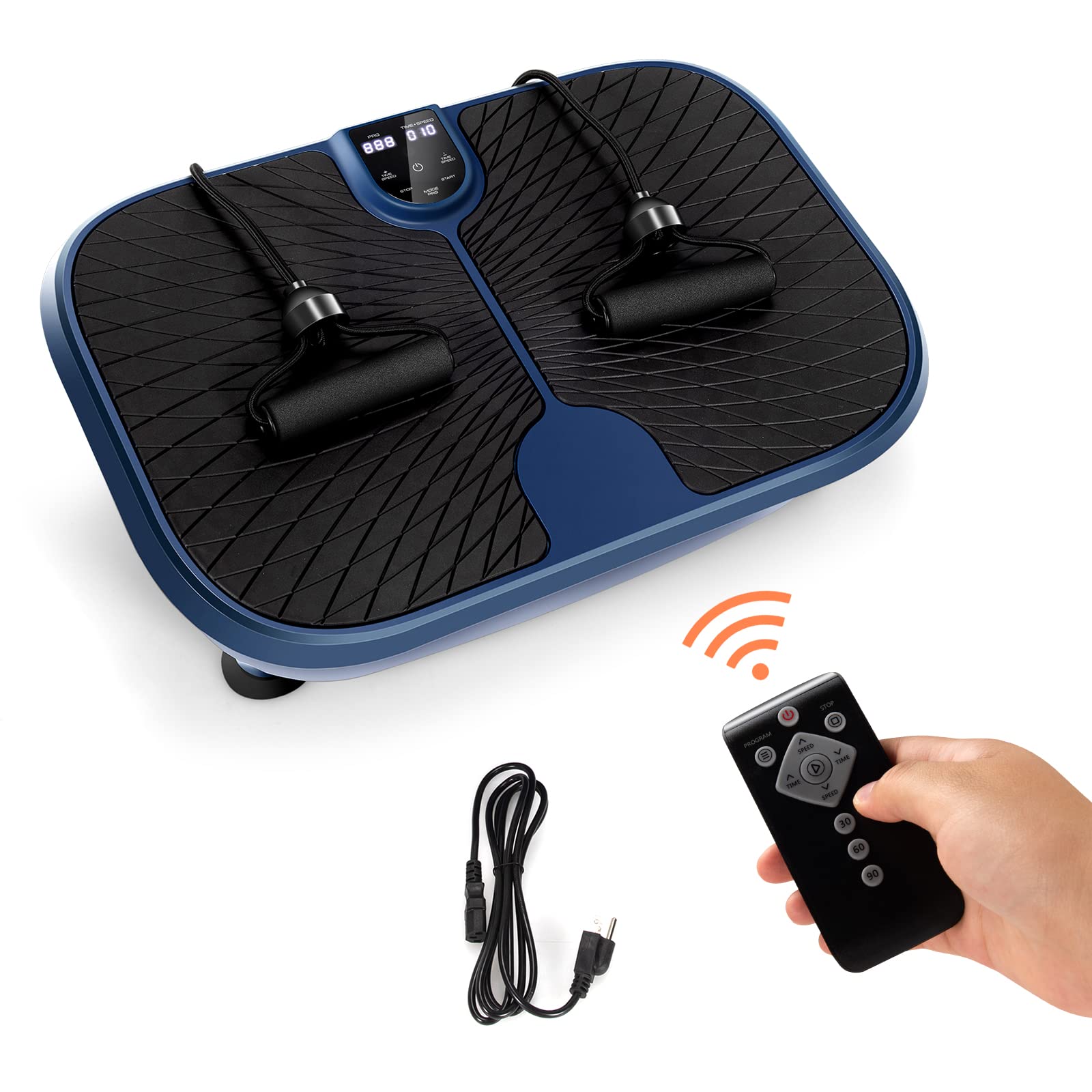GYMAX Vibration Plate Exercise Machine for Home Workout - Whole Body Fitness Platform with 99 Speed Levels, 2 Resistance Bands & Remote Control - Ideal for Weight Loss, Muscle Toning & Body Shaping - Perfect for Home Gym, Physical Therapy & Post-Workout Recovery