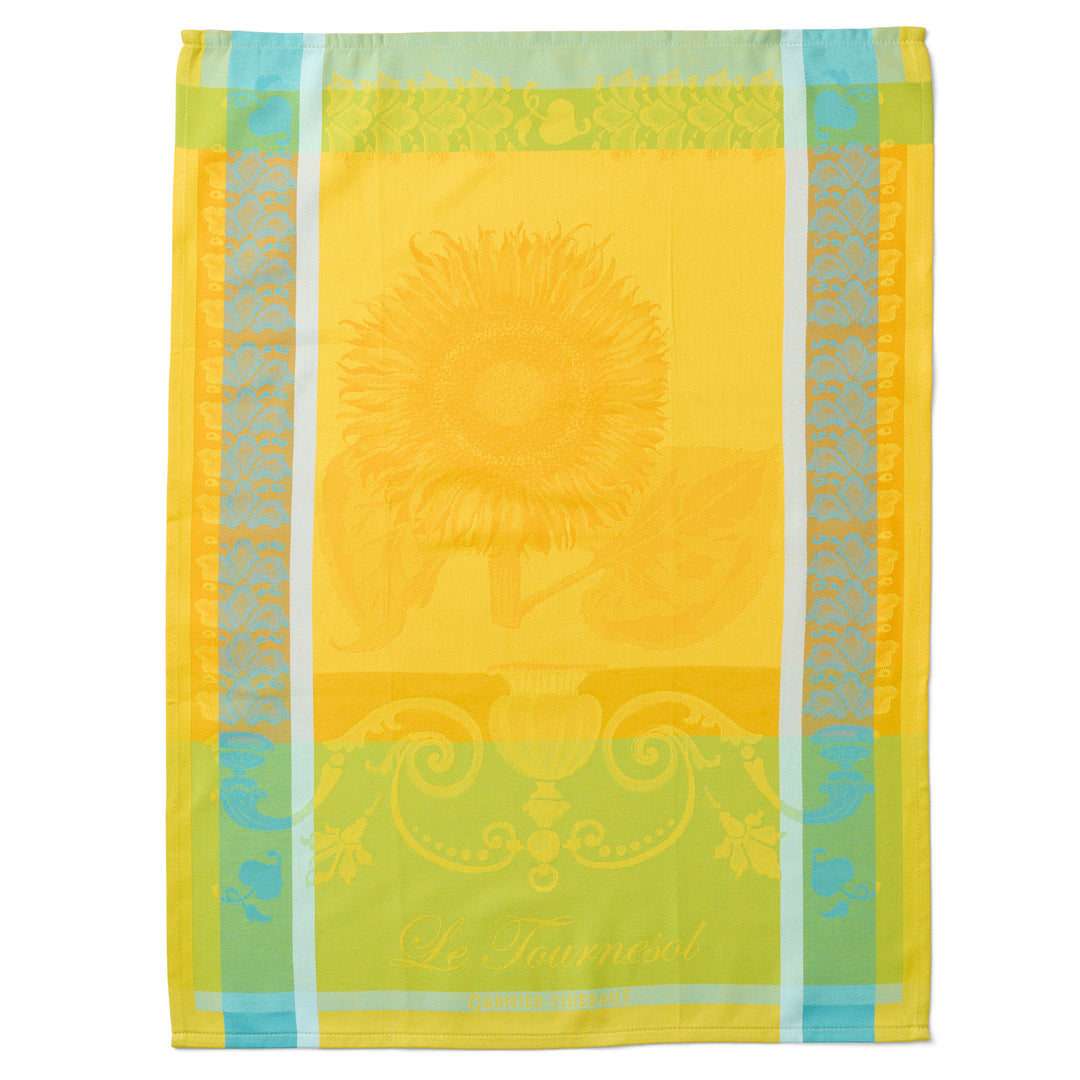 Organic Sunflower Printed Cotton Tea Towels - Absorbent & Quick-Drying Kitchen Towels for Dishes, Hands & Countertops | Perfect for Farmhouse, Rustic & Country Style Kitchens