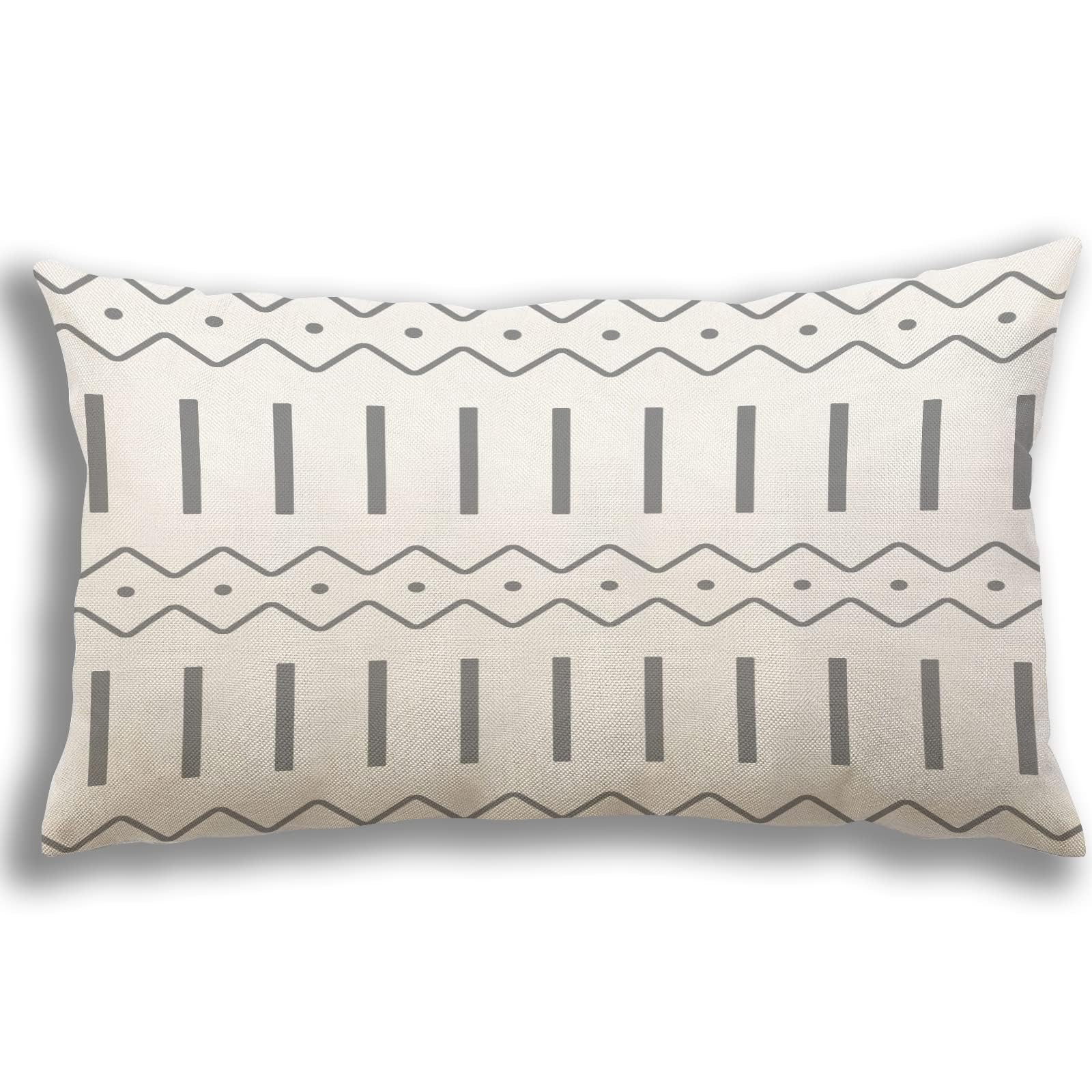 YCOLL 12x20 Lumbar Pillow Covers Set of 4 - Breathable Linen Fabric Sofa Throw Pillow Covers for Couch, Bed, Car & Outdoor Use - Modern Decorative Gray Pillow Cases - Perfect for Home, Office & Travel Comfort