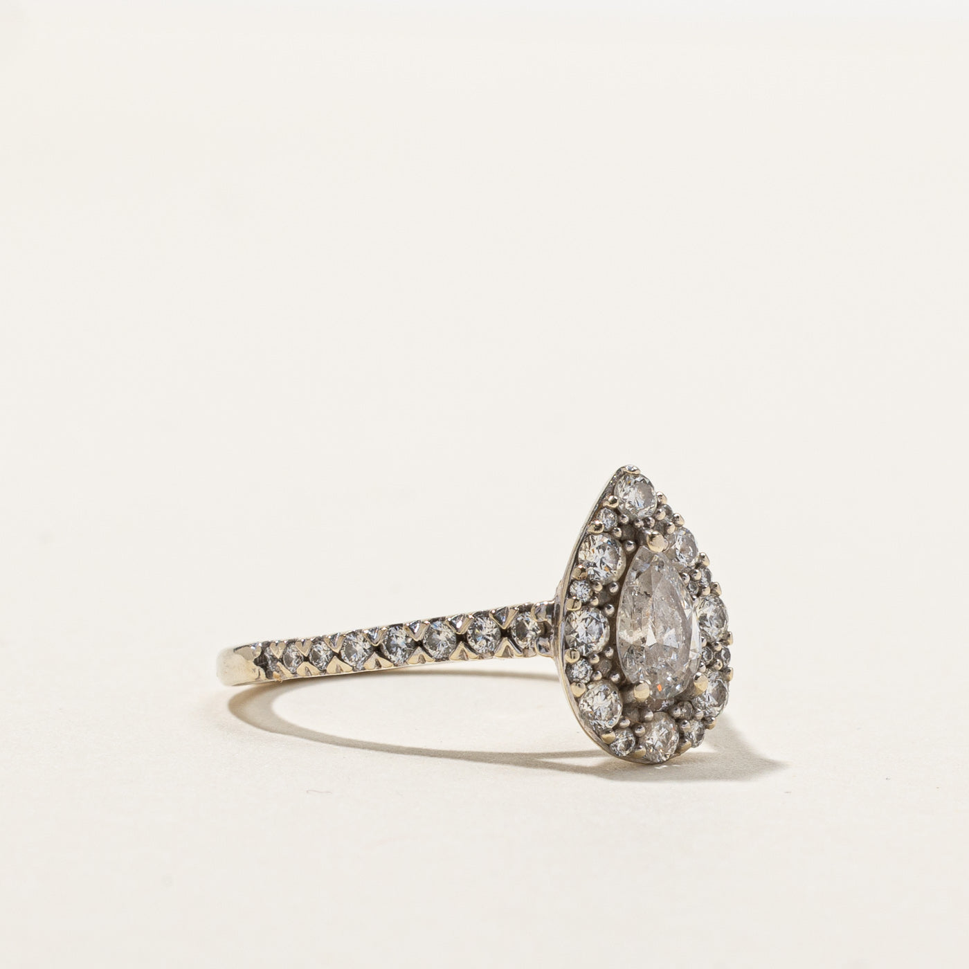 1.09ctw Pear Diamond Halo Engagement Ring - Size 7 | Elegant Wedding & Proposal Jewelry for Her | Perfect for Anniversaries, Valentine's Day & Special Occasions