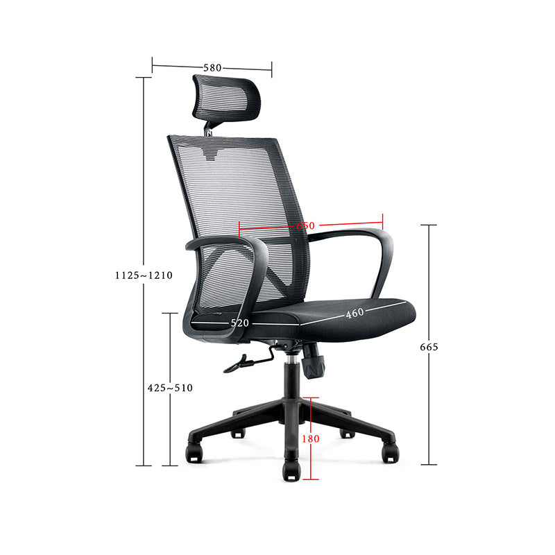 Premium ERIK Executive Office Chair with Adjustable Headrest - Ergonomic Black Leather High Back Desk Chair for Home & Office Workspaces