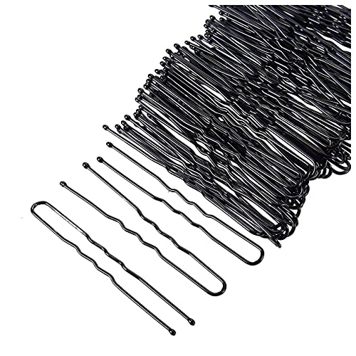 Shrajs 100-Pack Black Bobby Pins & U-Shaped Hair Clips (2 Inch/6cm) for Women - Secure Updos, Braids & Styling - Perfect for Weddings, Work & Everyday Hairstyles