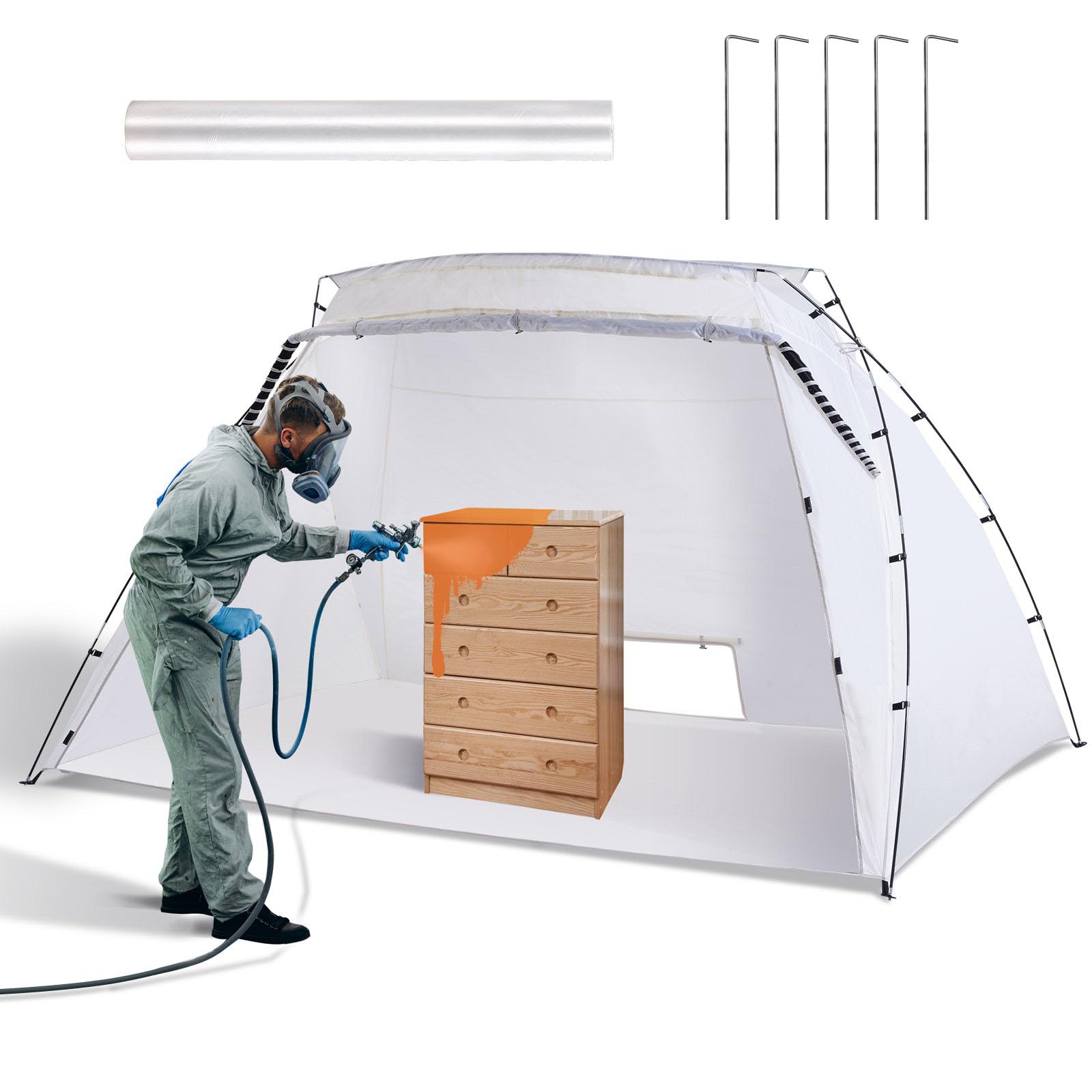 10x7x6ft Portable Paint Booth - Large Spray Paint Tent with Built-in Floor & Mesh Screen, Ideal Painting Station for Furniture DIY & Hobby Tools - Spray Paint Shelter for Indoor & Outdoor Art Projects, Automotive Painting, and Craft Workshops