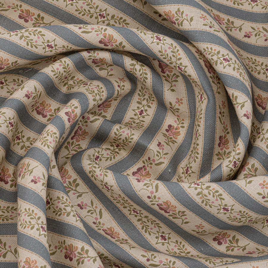 Beauclerc Stripe Narrow Linen Fabric - Premium Wedgewood Blue Samples for Upholstery, Curtains & Home Decor | Perfect for DIY Sewing Projects & Interior Design
