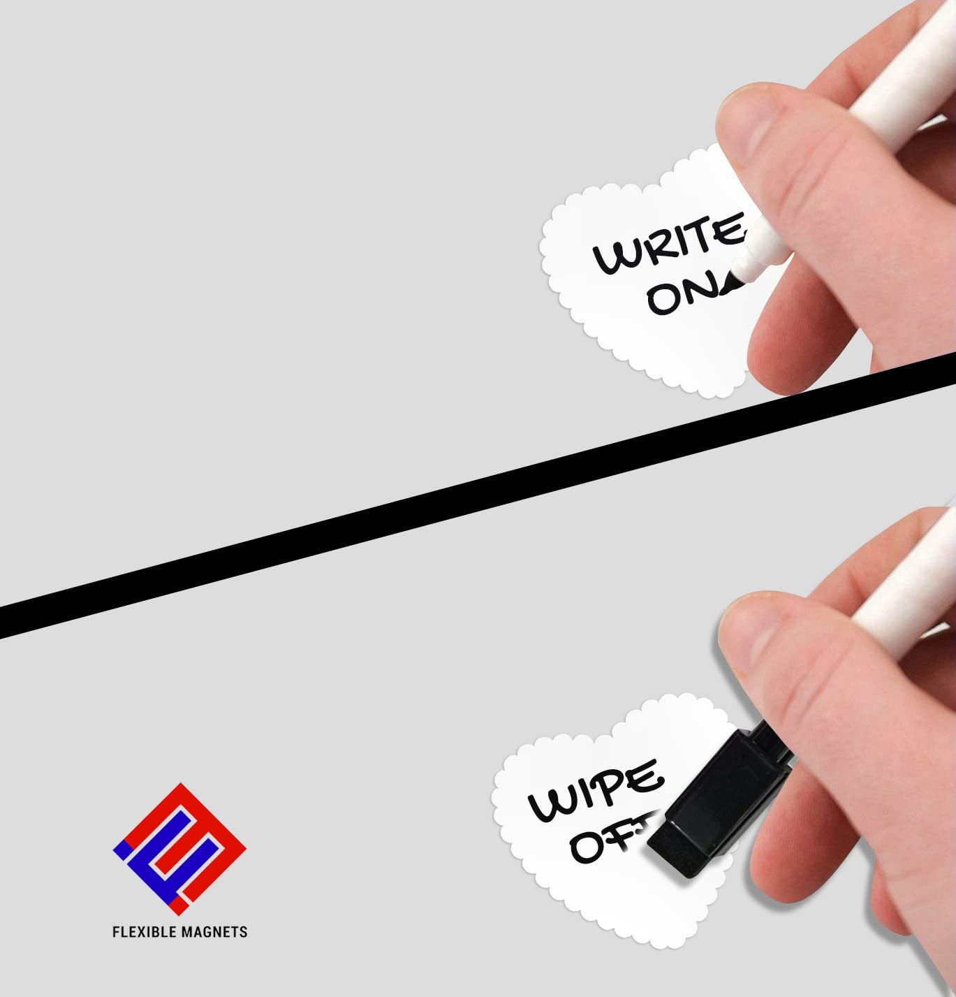Flexible Dry Erase Magnetic Shelf Labels - 10 Pack Heart Shaped White 2