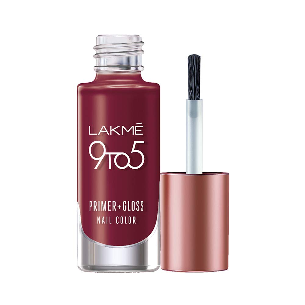 Lakmé 9 to 5 Primer + Gloss Nail Polish - Red Alert (6ml) | Long-Lasting Shine & Vibrant Color for Professional & Everyday Nail Looks