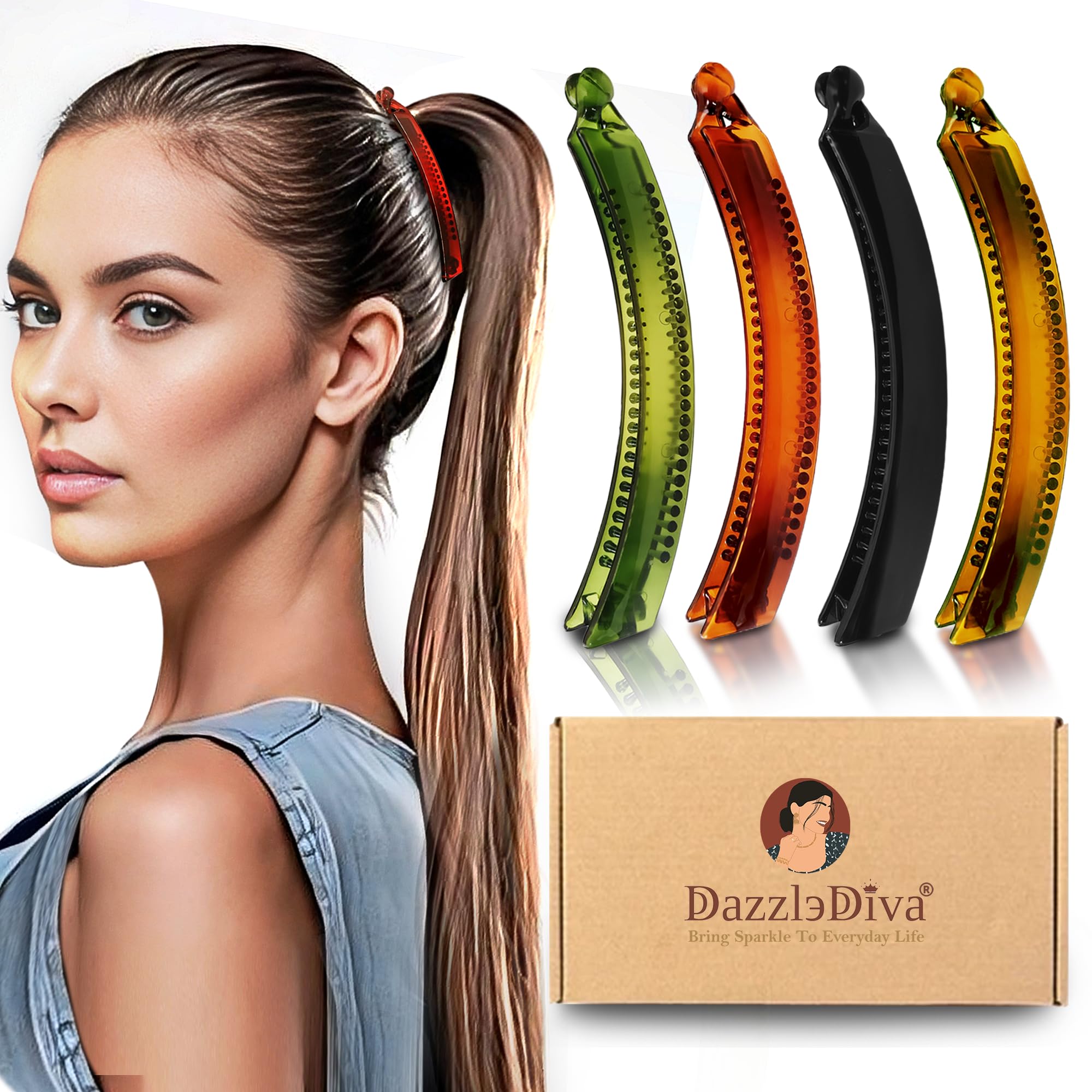 TRESOR Big Banana Hair Clips for Women - Extra Large Strong Hold Hair Clamps for Thick Long Hair - Durable Fashion Hair Accessories for Ponytail, Bun, Updo - Perfect for Work, Wedding & Everyday Use (1 Piece)
