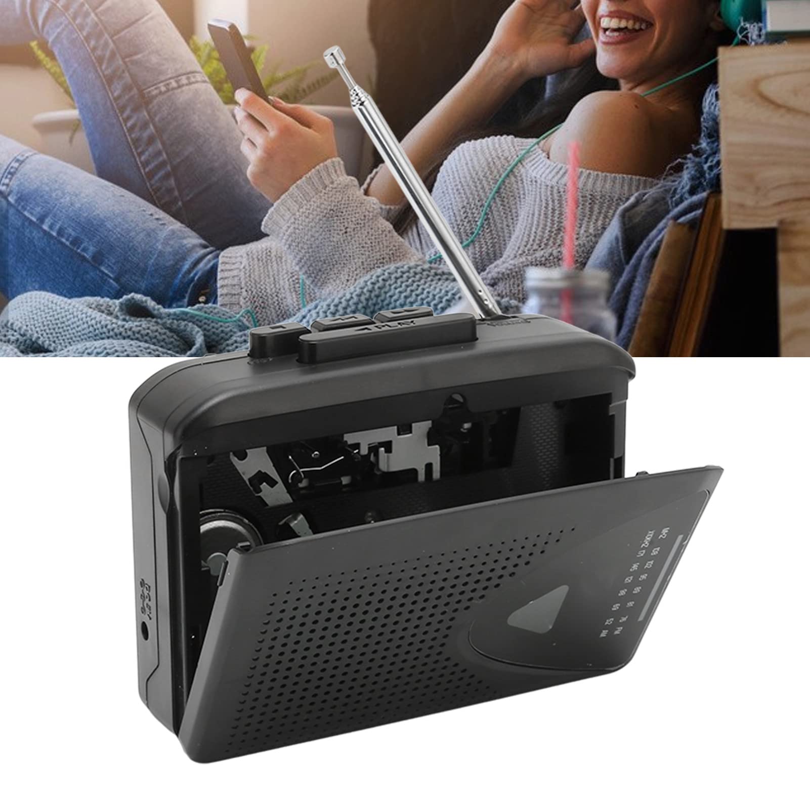 Retro Portable Cassette Player with Stereo Sound, 2 Charging Methods (Battery & USB), Built-in Speaker & Headphone Jack - Perfect for Indoor Listening, Outdoor Adventures & Vintage Music Lovers