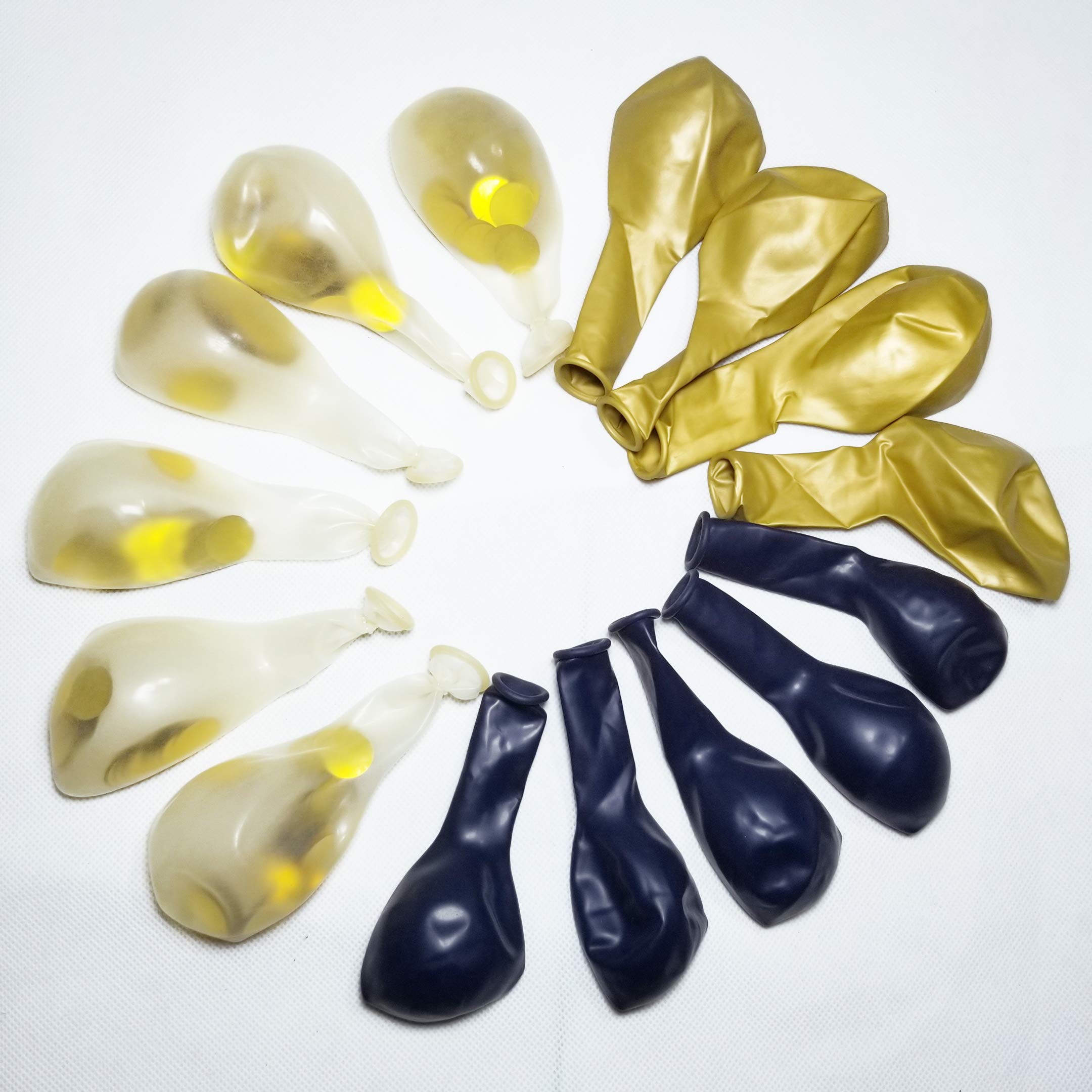 50 Pack Navy Blue Latex Balloons & 12 Inch Gold Metallic Confetti Balloons for Birthday Party Decorations, Wedding, Baby Shower, Graduation and Special Events