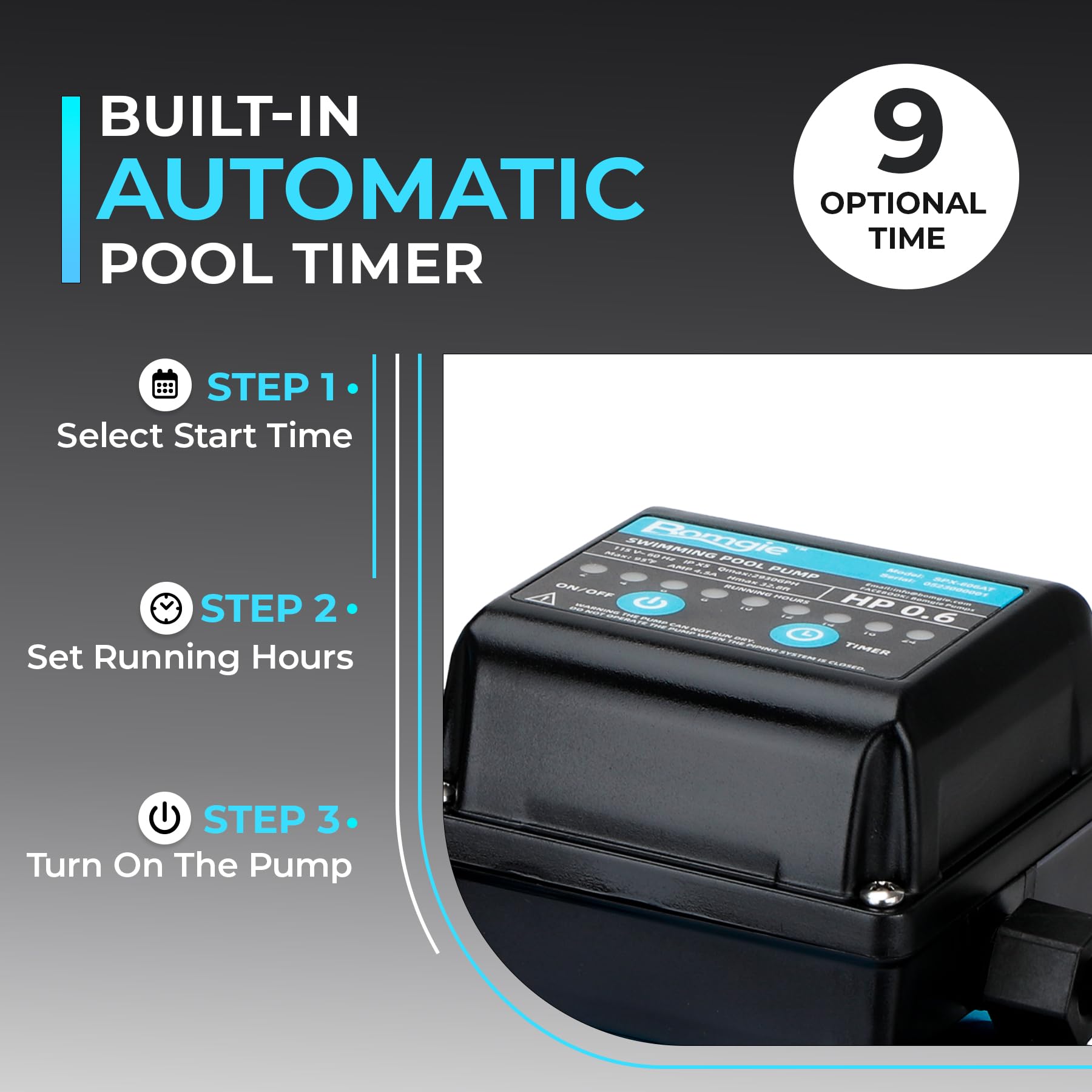 0.6HP 2930 GPH In-Ground & Above Ground Pool Pump, 115V Swimming Pool Water Circulation System - Perfect for Backyard, Residential & Commercial Pools