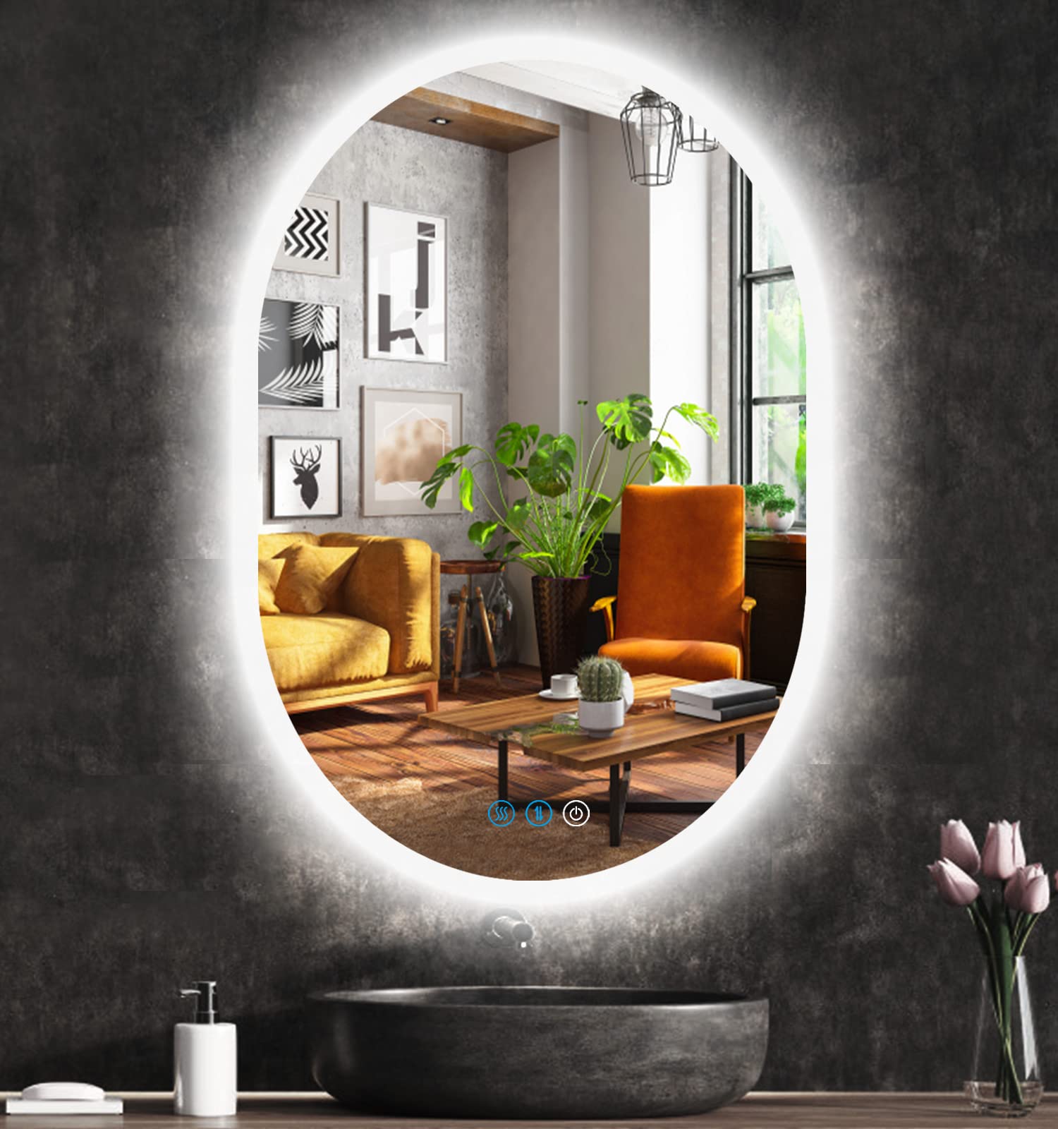 32 x 24 Inch Oval LED Vanity Mirror with Anti-Fog & Dimmable Lights - 3 Color Temperature Backlit Bathroom Wall Mirror for Makeup, Shaving & Grooming - Perfect for Modern Bathrooms & Dressing Rooms