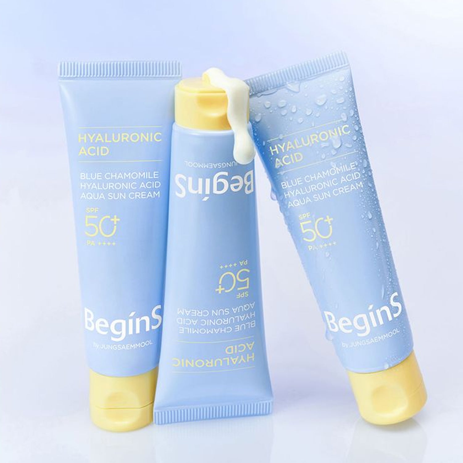 JUNG SAEM MOOL Blue Chamomile Hyaluronic Acid Aqua Sun Cream SPF 50+ PA++++ 50ml - Hydrating Sunscreen for Daily UV Protection & Moisturizing, Perfect for Outdoor Activities & Beach Days