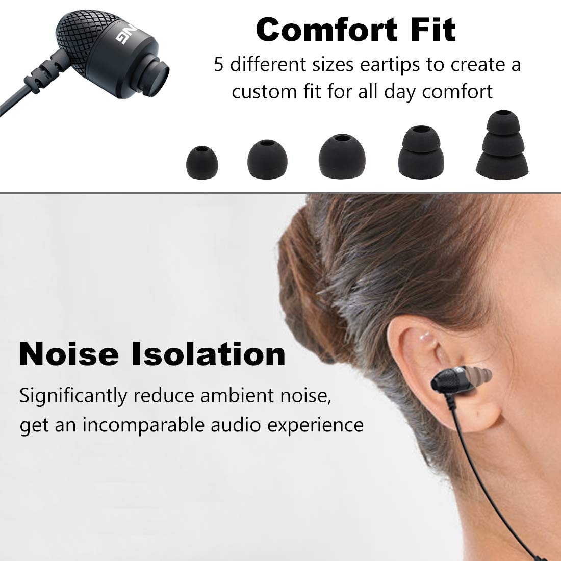 Premium Wired Metal Earphones with Microphone & Volume Control - Deep Bass, Noise Isolating In-Ear Headphones for iPhone, Android, Laptop, PC, iPad, Gaming | Perfect for Workouts, Commuting & Online Meetings