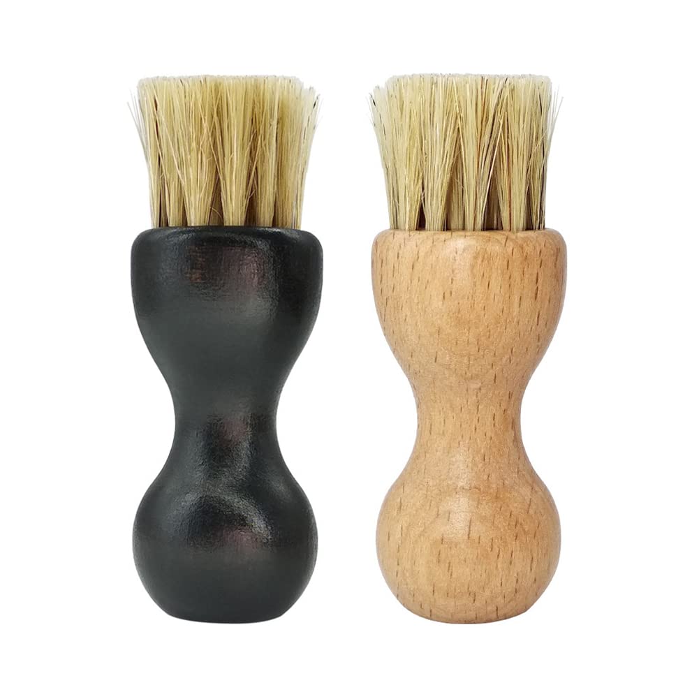 2Pcs Wooden Shoe Shine Brushes - Shoe Polish Applicator for Men & Women (Boots & Shoes Care) - Home & Travel Use