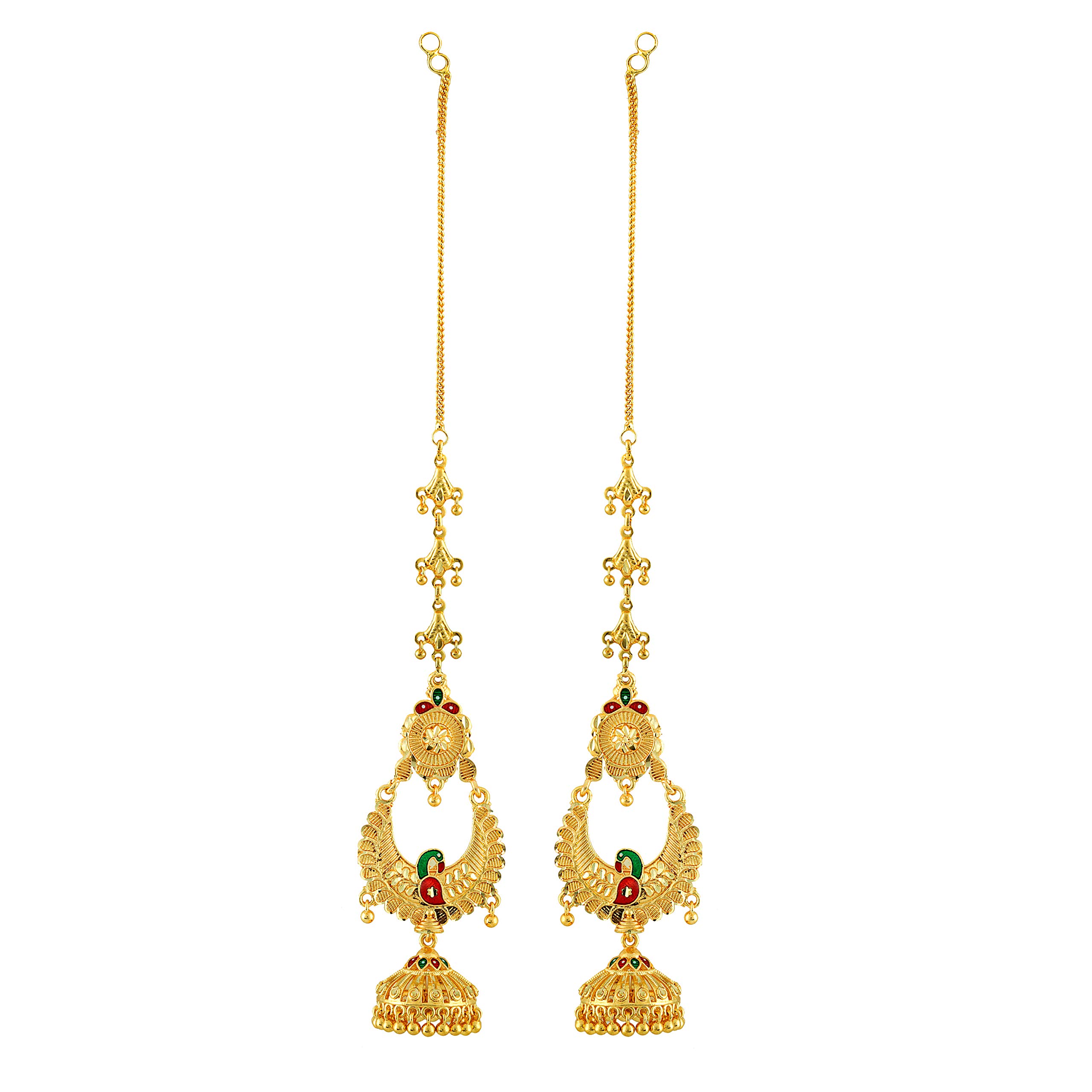 MEENAZ Copper & Yellow Gold Brass Earrings for Girls - Elegant Golden Yellow Jewelry for Women & Teens - Perfect for Parties, Weddings & Everyday Wear