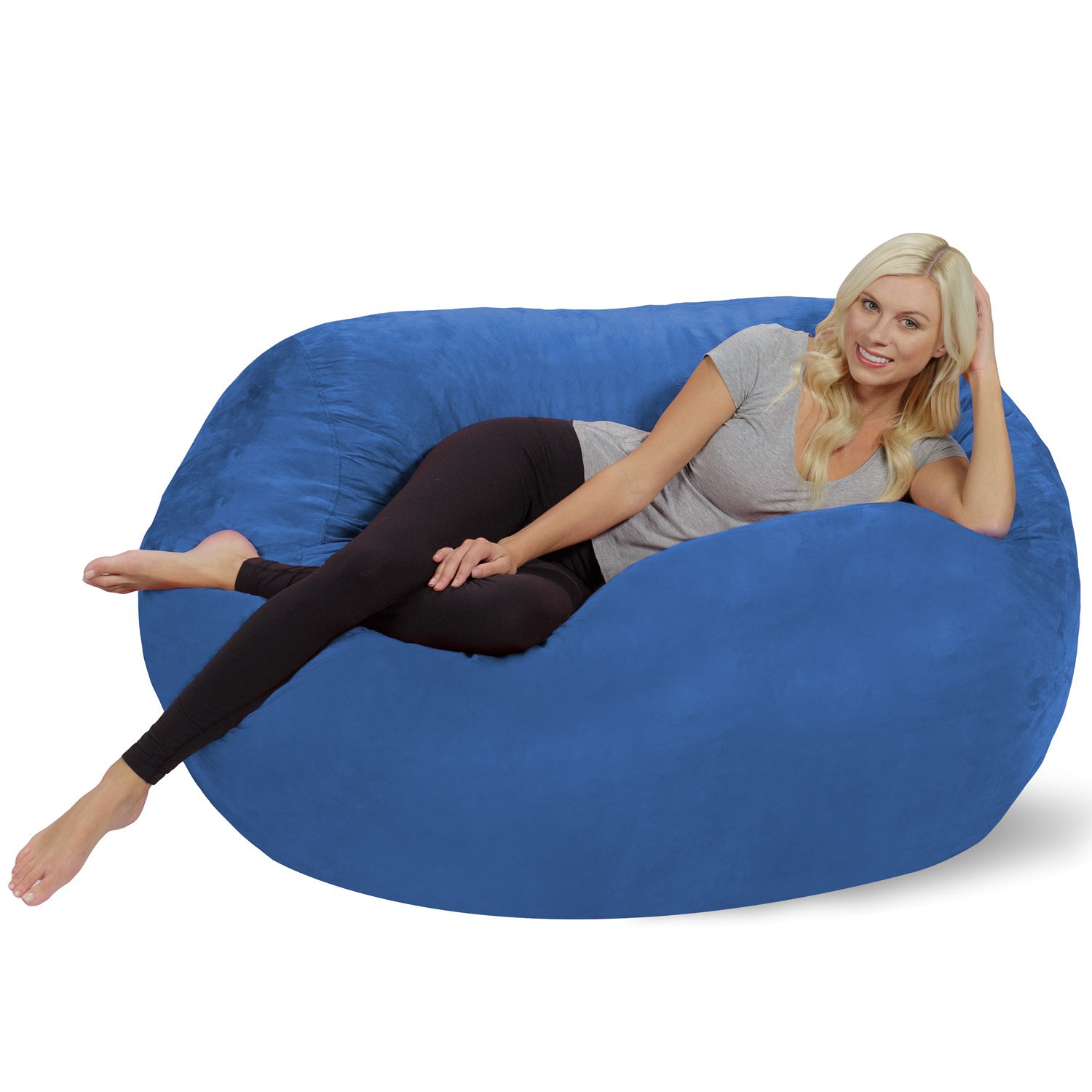 Chill Sack - 5-Feet Oversized Bean Bag Chair Lounger for Adults & Teens, Ultra Soft Microsuede, Royal Blue - Perfect for Gaming, Movie Nights & Dorm Room Relaxation