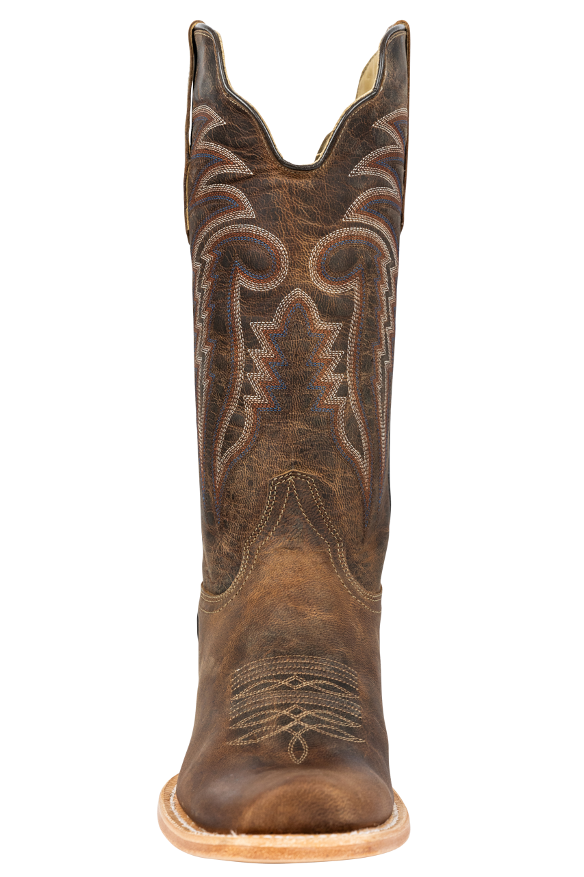 R. Watson Genuine Leather Goat Cowboy Boots for Men - Tan Western Boots for Country Riding, Line Dancing & Rodeo Events