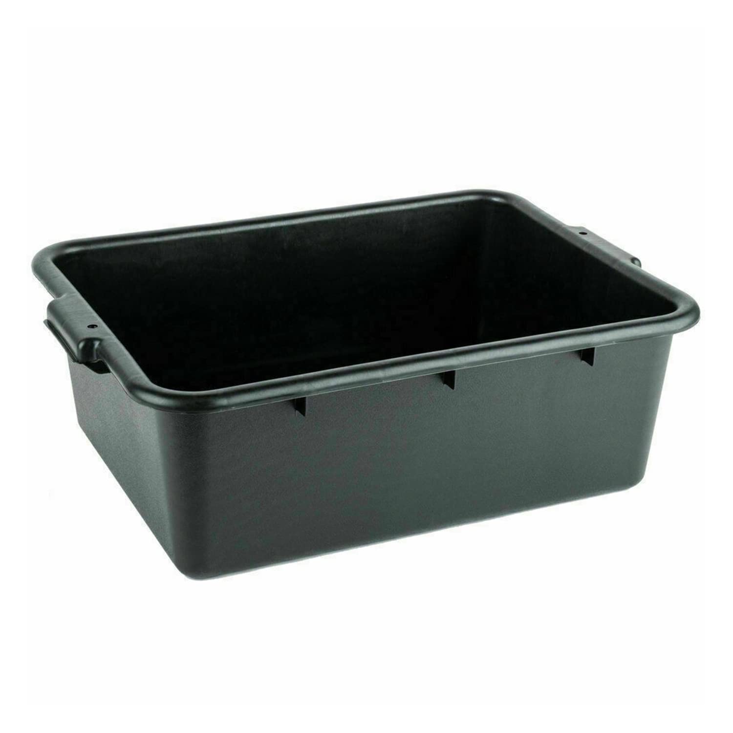 6-Pack Black Commercial Bus Tubs with Lids - 20