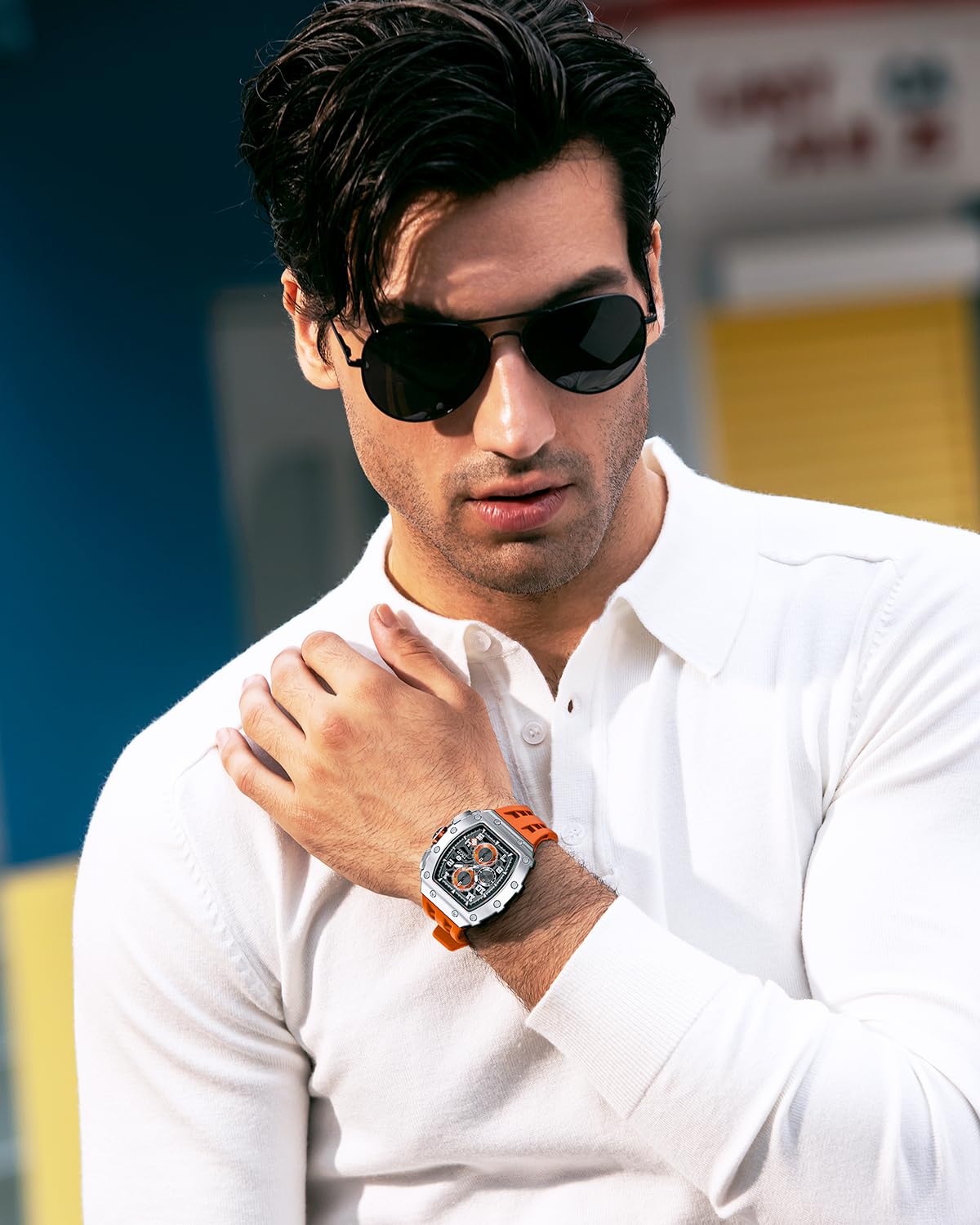 TSAR BOMBA Men's Luxury Chronograph Watch - Japanese Quartz Movement, Sapphire Crystal, 50M Water Resistant, Luminous Diver Watch with Rubber Strap - Perfect Gift for Him | Business, Casual & Outdoor Activities