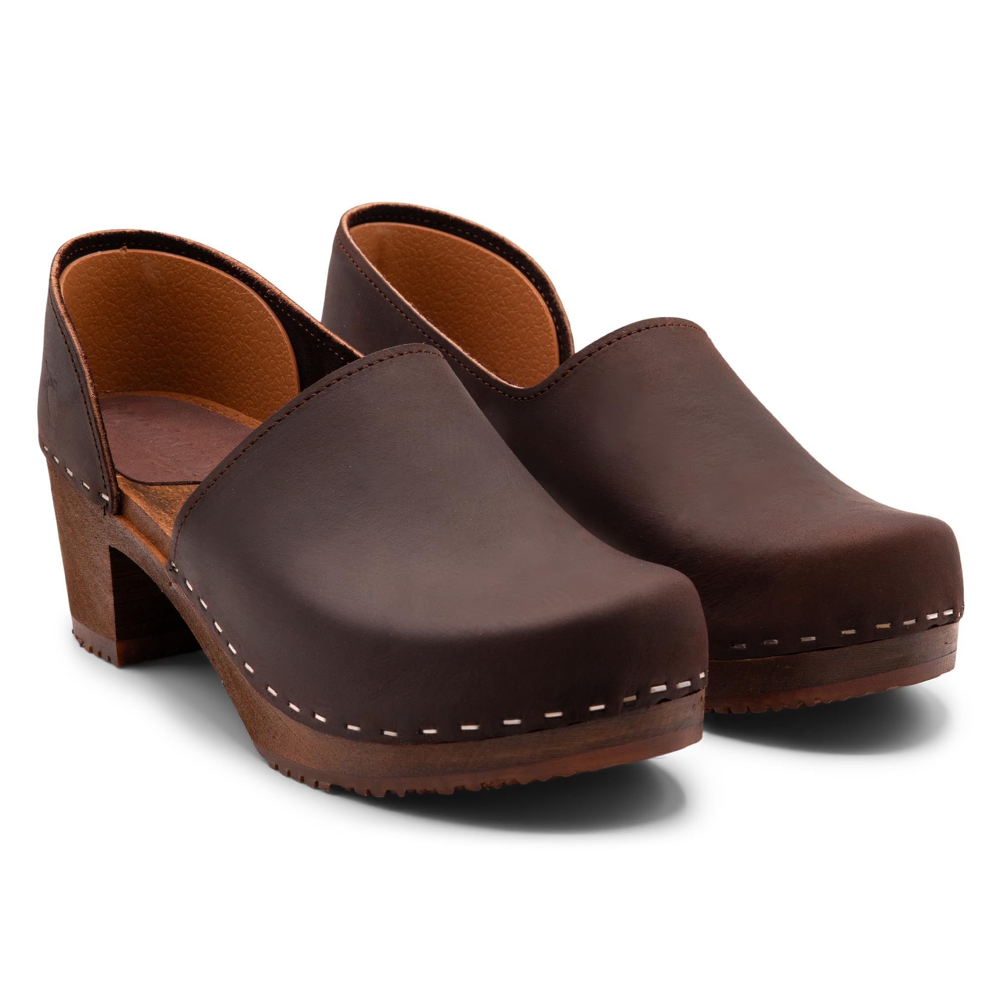 Sandgrens Handmade Swedish Wooden Clogs for Women - Comfortable High Heel Closed-Back Design | Perfect for Casual Wear, Office & Outdoor Activities