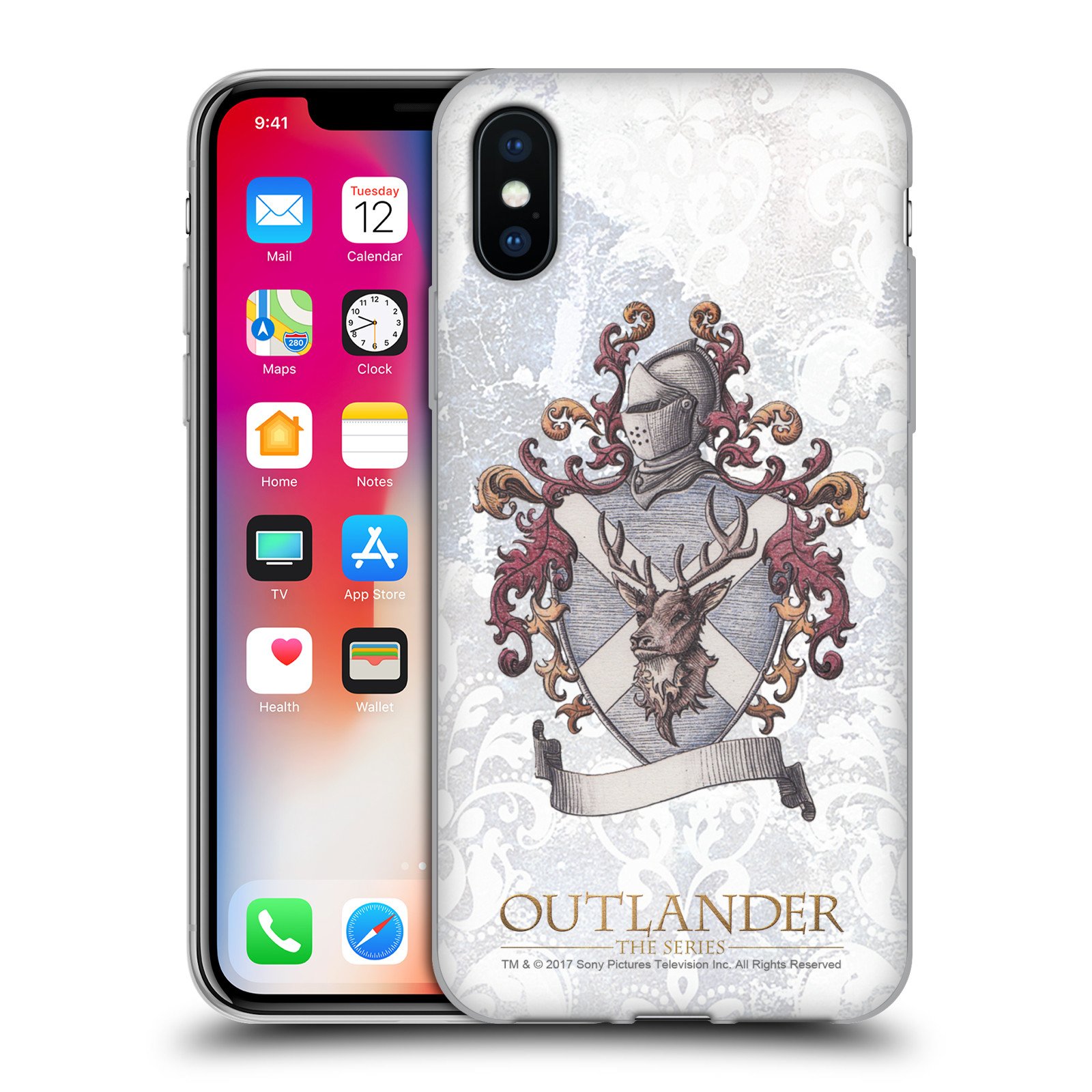 Officially Licensed Outlander Mackenzie Knight Crest iPhone X/Xs Soft Gel Case | Durable Protection with Unique Seals & Icons | Perfect for Fans & Daily Use