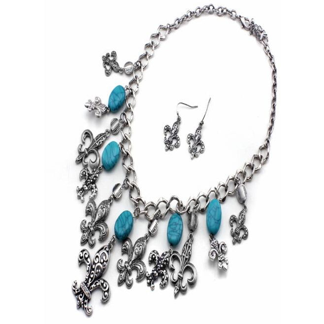 Fleur De Lis Charm Necklace Set - Elegant Religious Pendant Jewelry for Women, Gift for Baptism, First Communion & Confirmation - Perfect for Church, Weddings & Special Occasions