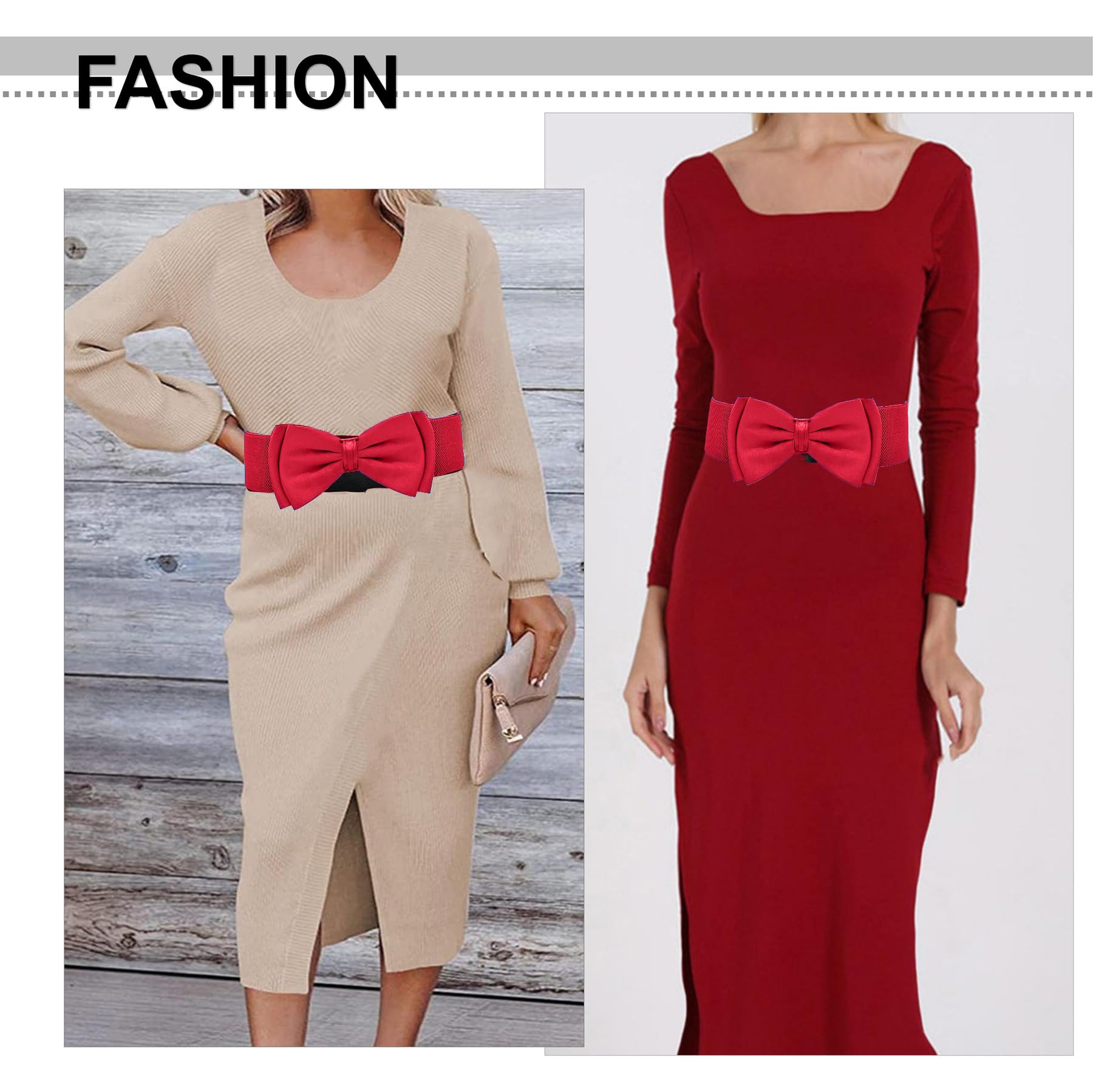 Women's Elastic Wide Waist Belt with Bow - Vintage Style Adjustable Waistband for Dresses | Perfect for Casual Outfits, Office Wear & Special Occasions