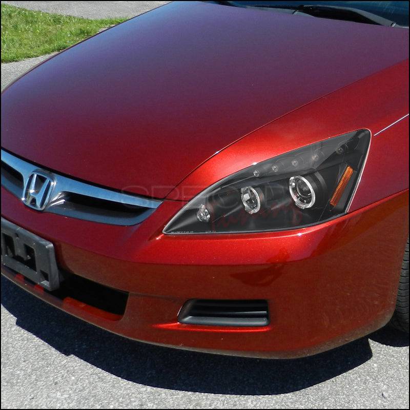 2003-2007 Honda Accord Dual Halo Projector Headlights Kit - Black Housing with Clear Lens - High Performance LED Headlight Upgrade for Night Driving & Enhanced Visibility