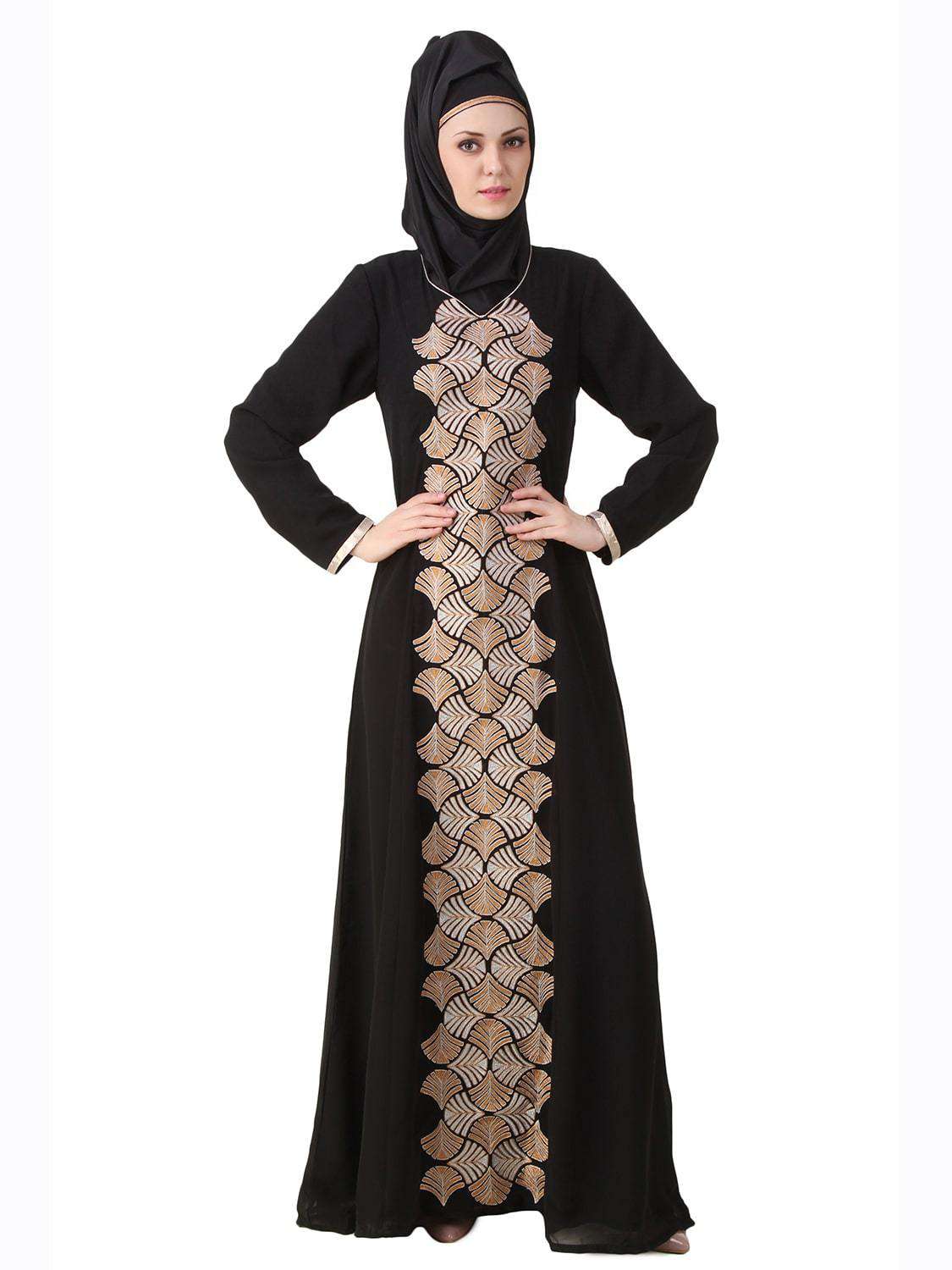 Annam Black Dual Layer Nida and Georgette Abaya - Modest Islamic Dress for Women - Perfect for Prayer, Eid, and Special Occasions