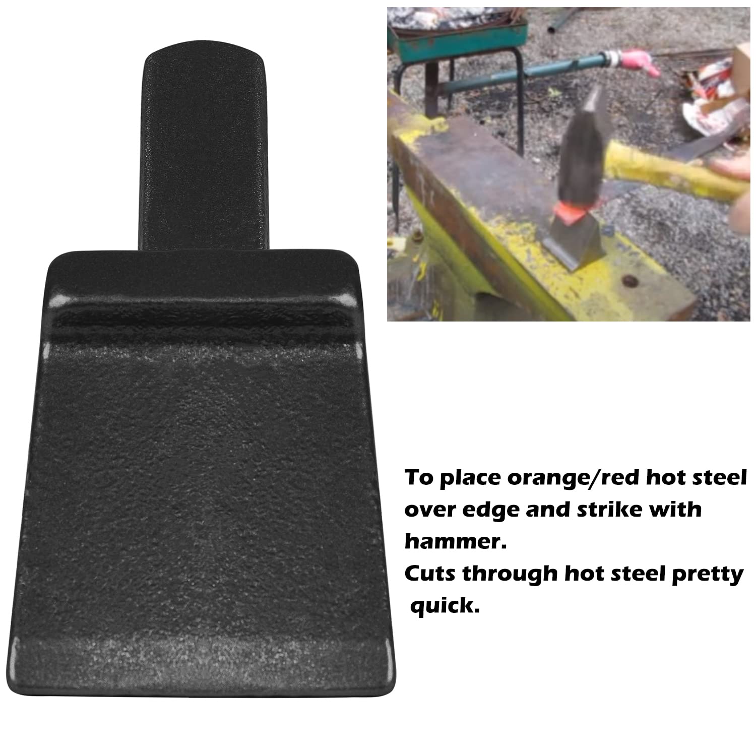 3/4 Inch Blacksmith Anvil Hardy Cutter Tool - Hot Cut Forge Tool with Black Shank for Metalworking | Perfect for Blacksmithing, Knife Making & DIY Metal Projects