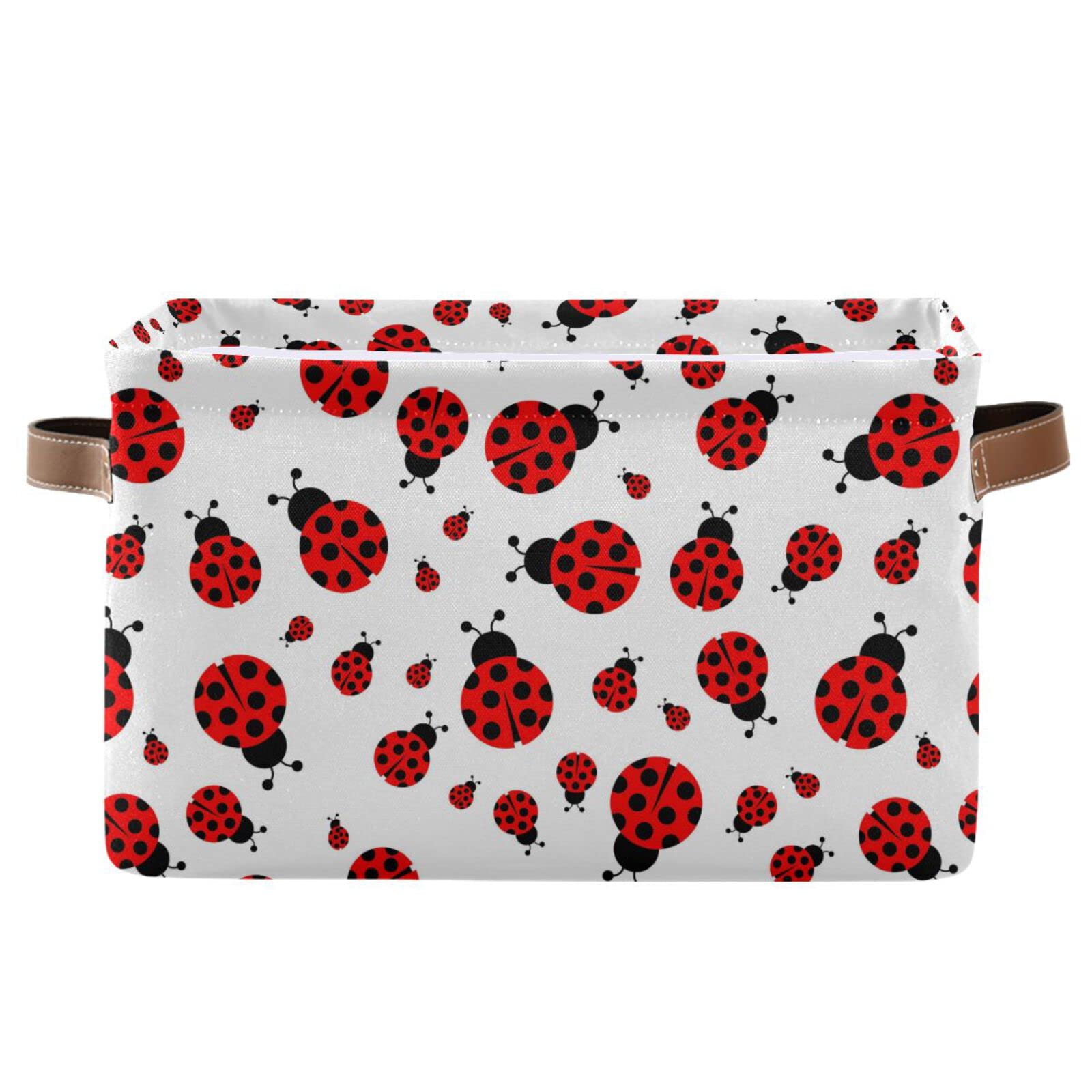 Wusikd Ladybug Storage Basket - Large Fabric Collapsible Organizer Bin with Handles for Closet, Nursery & Bedroom | Funny Home Decor Storage Solution for Toys, Clothes & Blankets