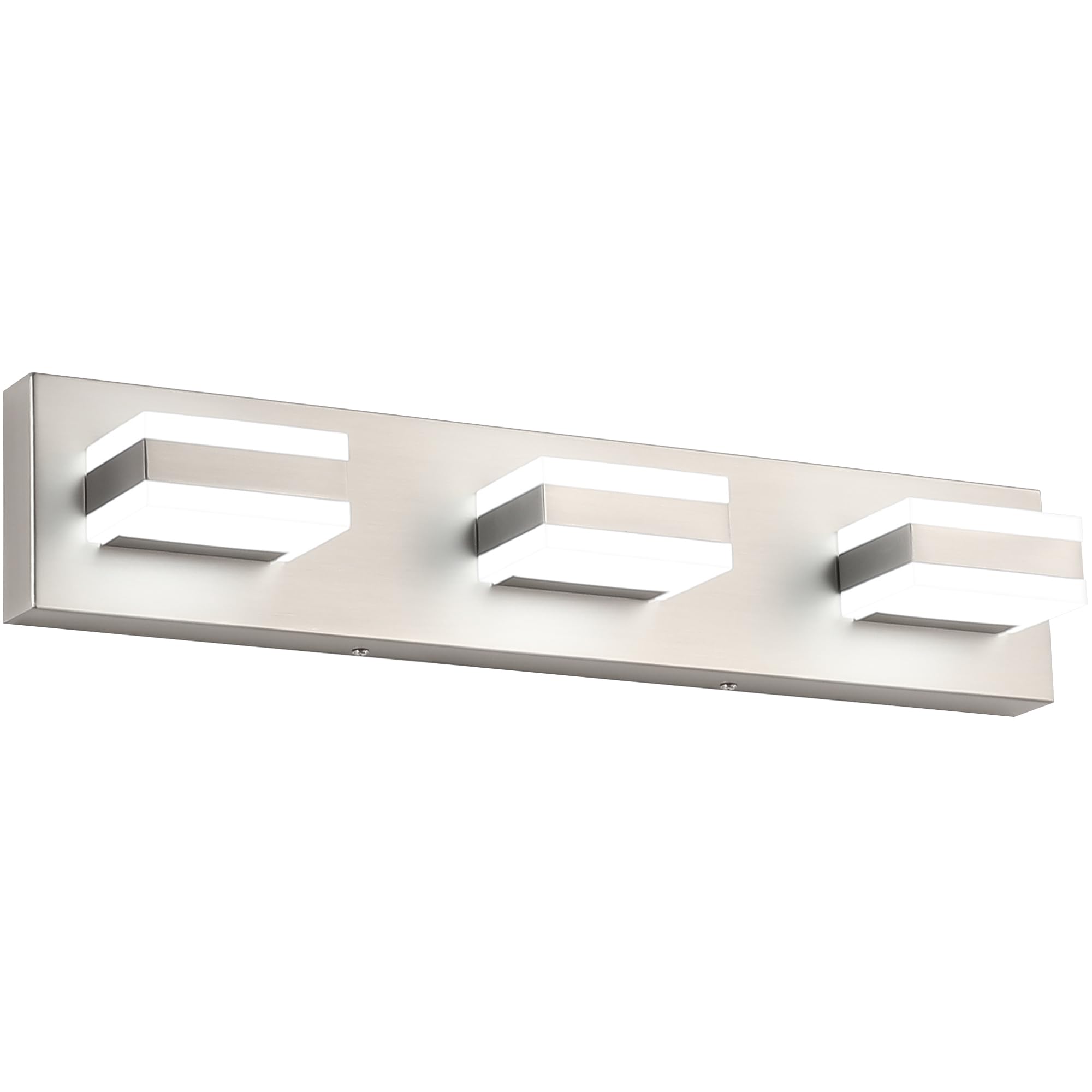 SOLFART Brushed Nickel Bathroom Vanity Lights - 3-Light LED Mirror Lighting Fixture for Bathroom Makeup Vanity, Dressing Room & Powder Room - Energy Efficient & Stylish Modern Design