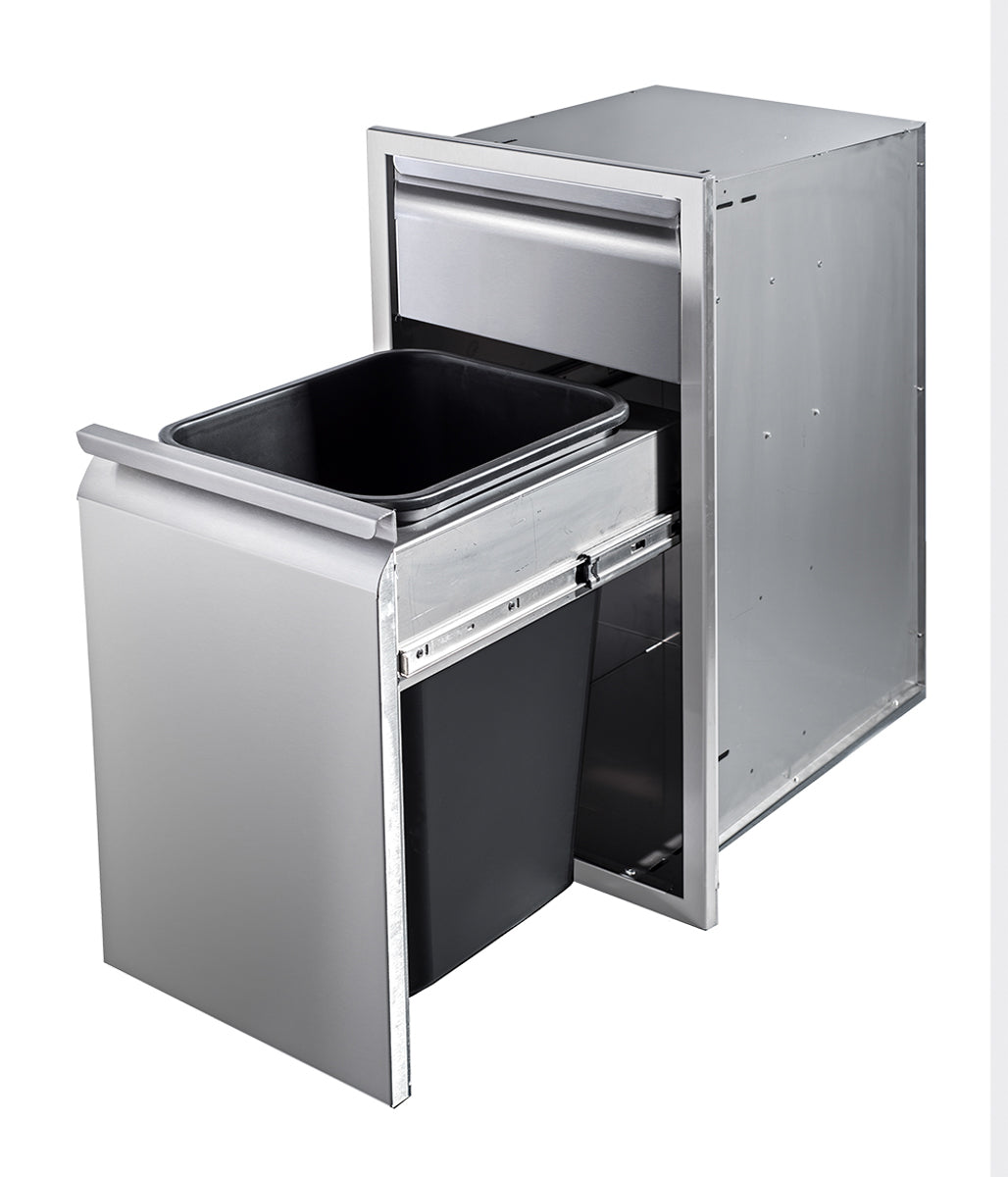 Memphis Grills Single Drawer Trash Can - 15 Gallon Capacity, Black (VGC15BWB1) | Under Sink Pull-Out Garbage Bin for Kitchen, Bathroom & Office Organization