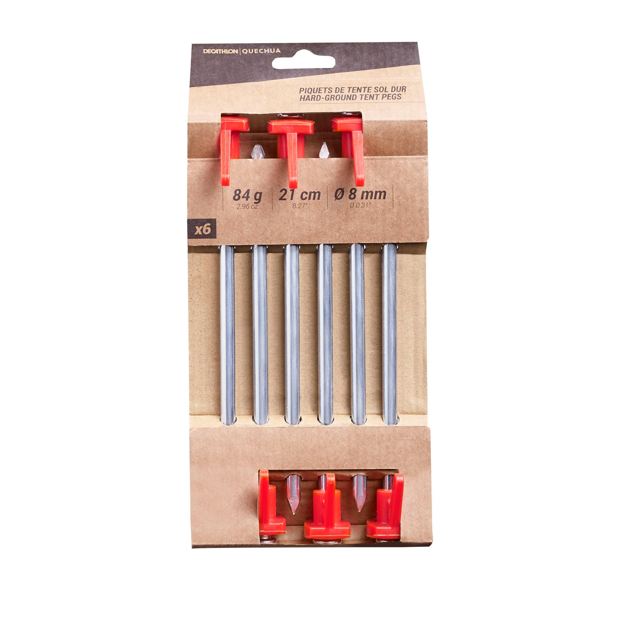 Quechua Hard Ground Tent Pegs 6 Pack - Heavy Duty Camping Stakes for Rocky Terrain - Perfect for Backpacking, Hiking & Outdoor Adventures