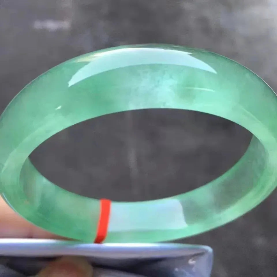 Premium Natural Jadeite Bangle - Handcarved Ice Green Jade Bracelet for Women, Lucky Holiday Gift & Emerald Jewelry Accessories | Perfect for Weddings, Anniversaries, and Spiritual Healing