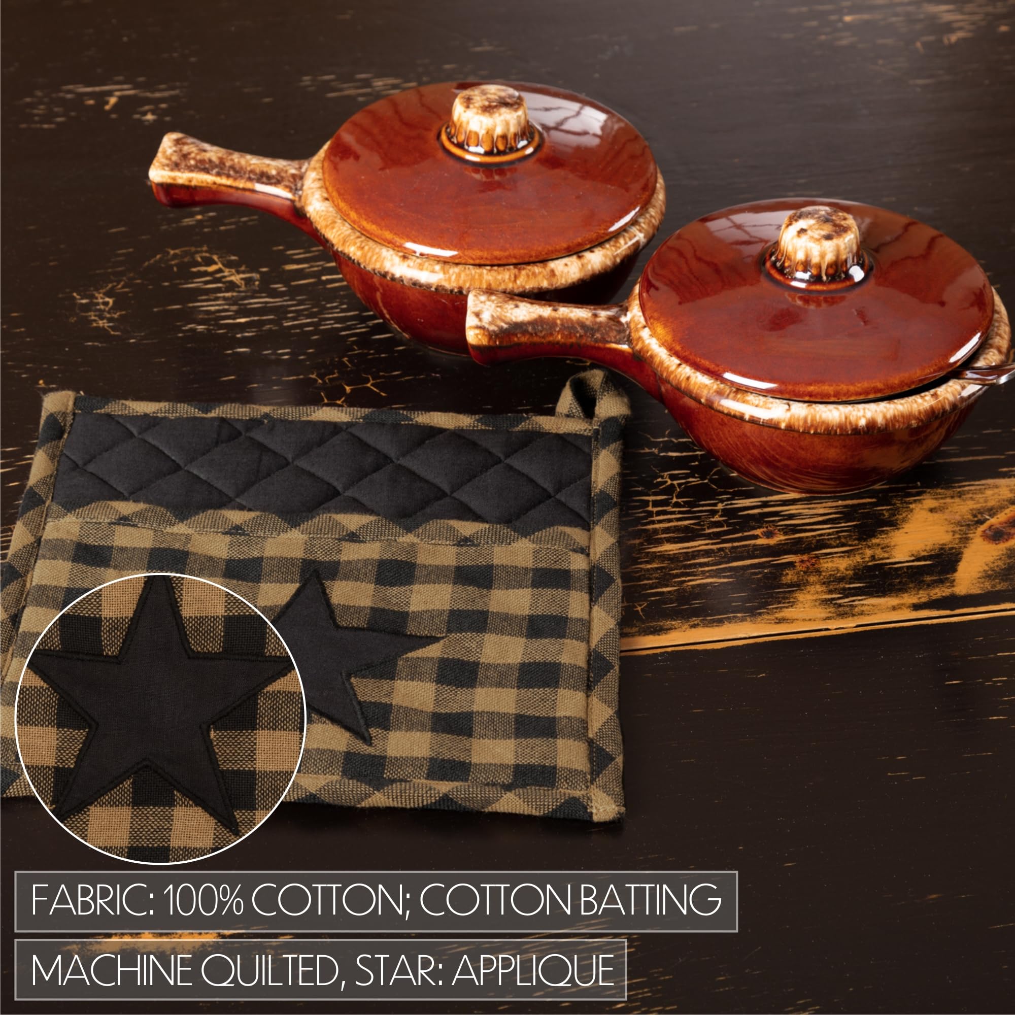 Premium Black Star Cotton 8x8 Pot Holder - Heat Resistant Kitchen Oven Mitt for Cooking, Baking & Grilling - Durable & Stylish Home Accessory